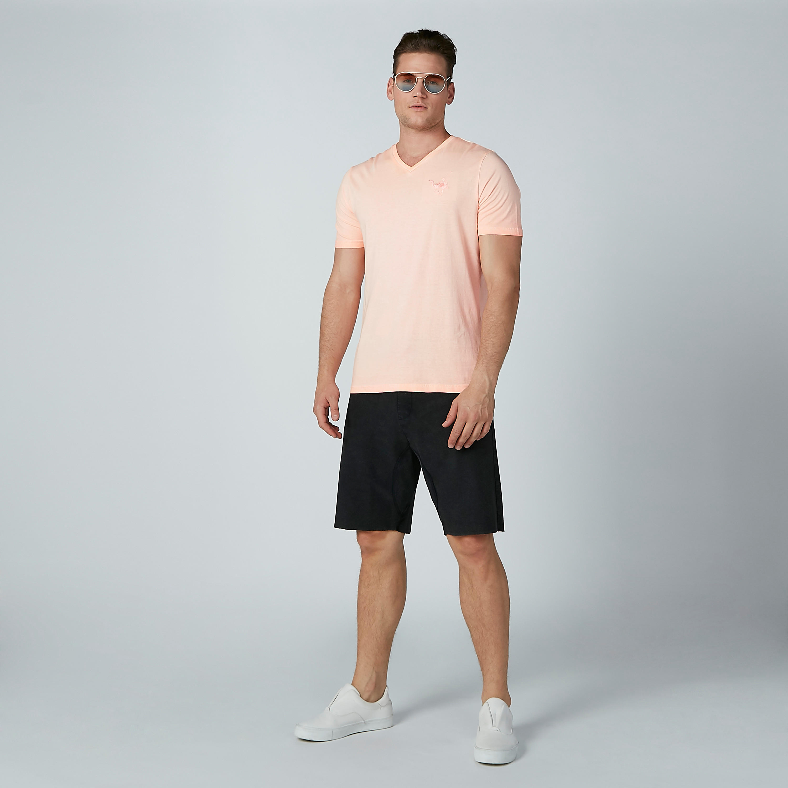 Plain T-shirt with V-neck and Short Sleeves-men-clothing-tshirtsandpolos-tshirts-image-1