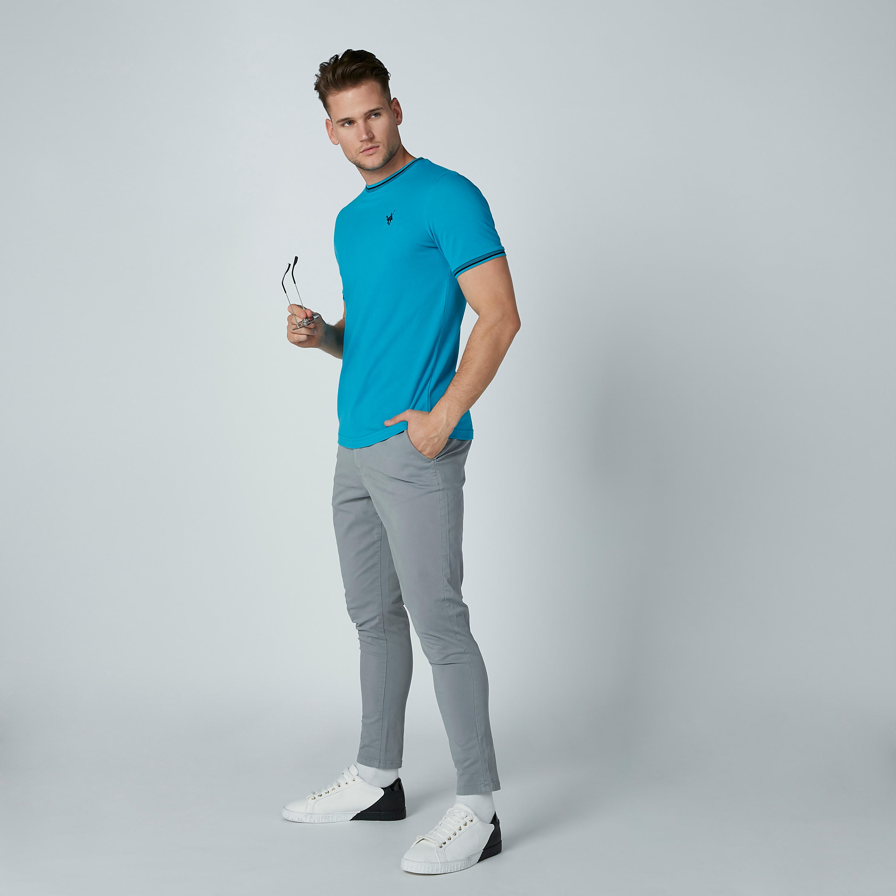 Plain T-shirt with Short Sleeves and Round Neck-men-clothing-tshirtsandpolos-tshirts-image-1