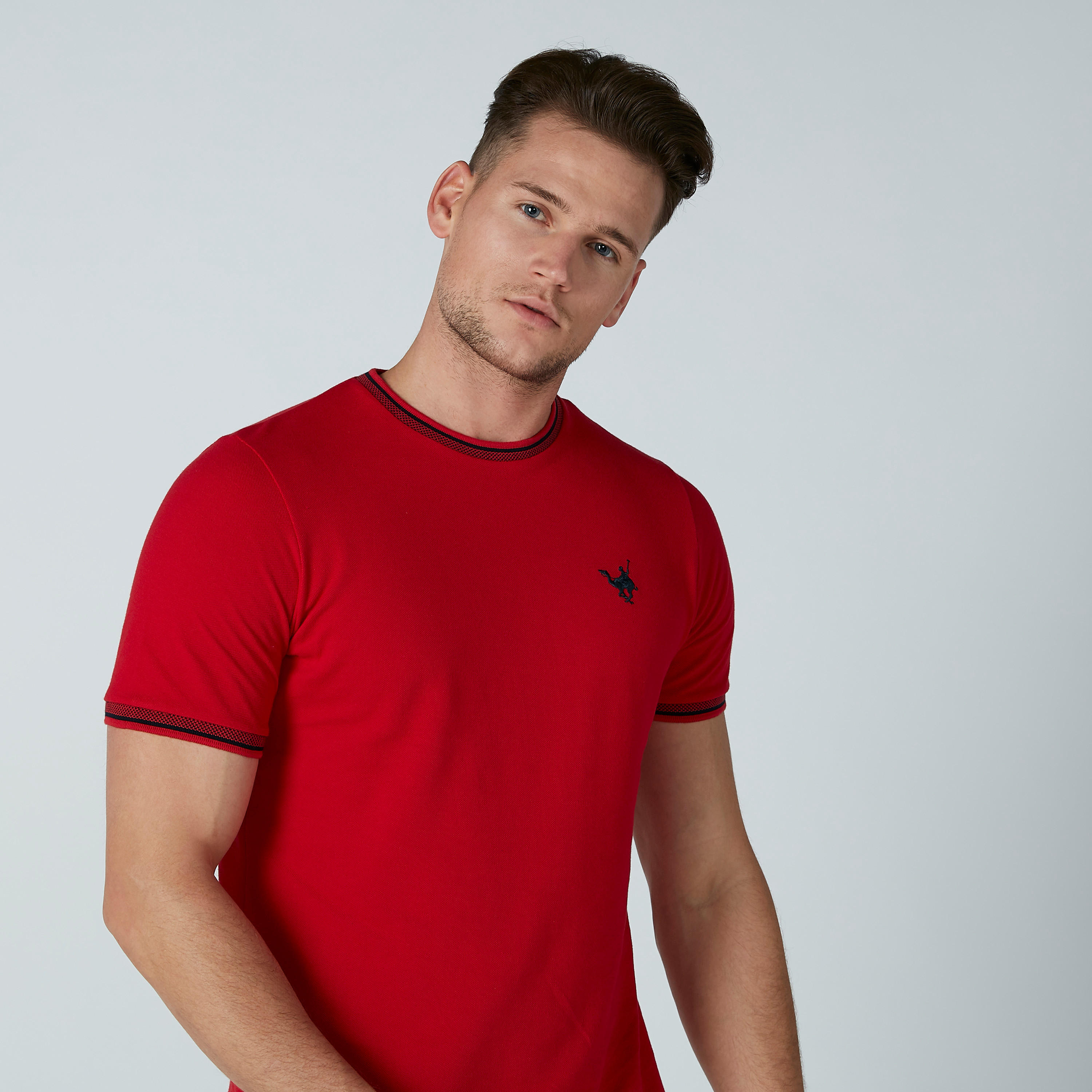 قميص سادة بياقة مستديرة وأكمام قصيرة-men-clothing-tshirtsandpolos-tshirts-image-5