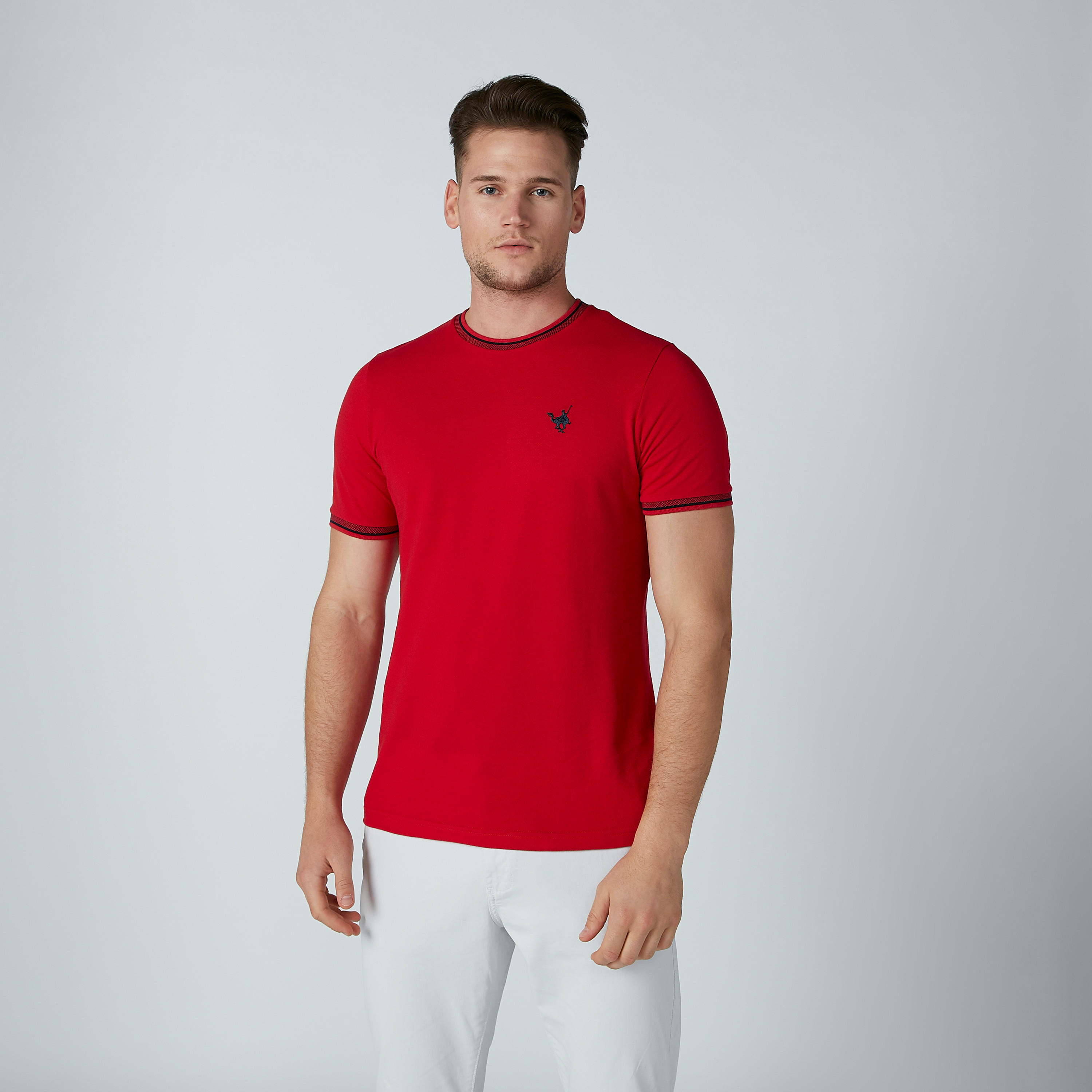 قميص سادة بياقة مستديرة وأكمام قصيرة-men-clothing-tshirtsandpolos-tshirts-image-3
