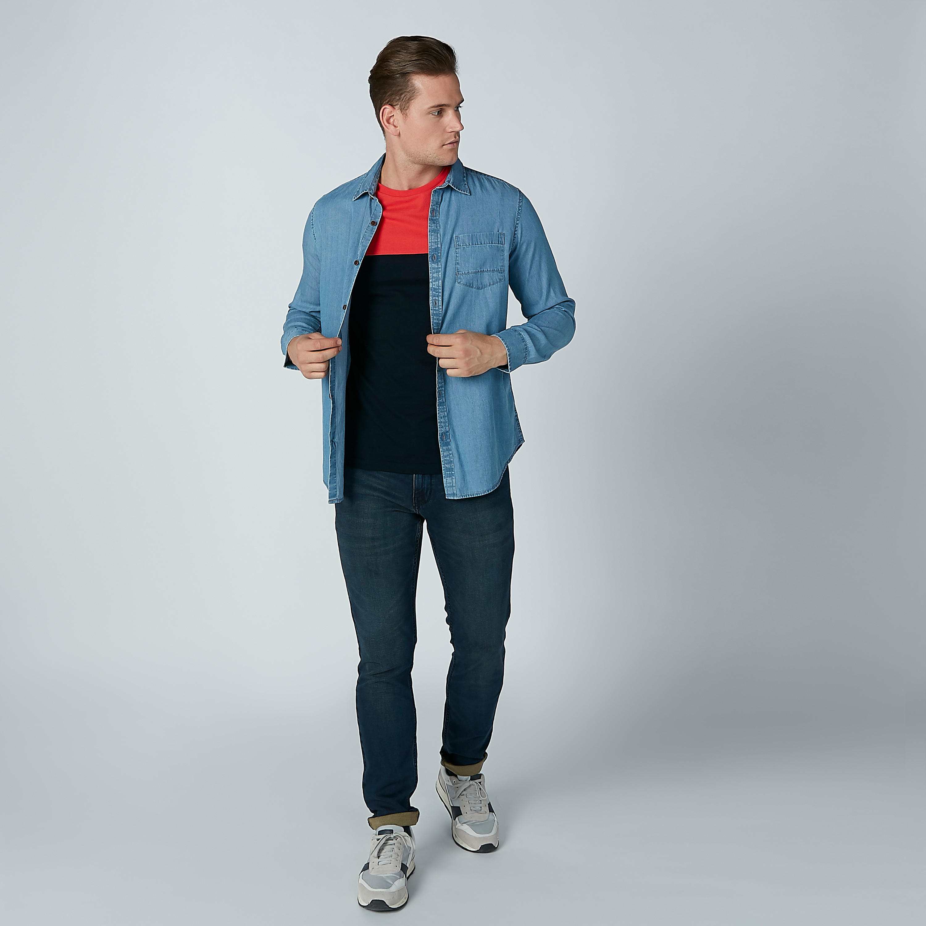 Plain T-shirt with Crew Neck and Short Sleeves-men-clothing-tshirtsandpolos-tshirts-image-1
