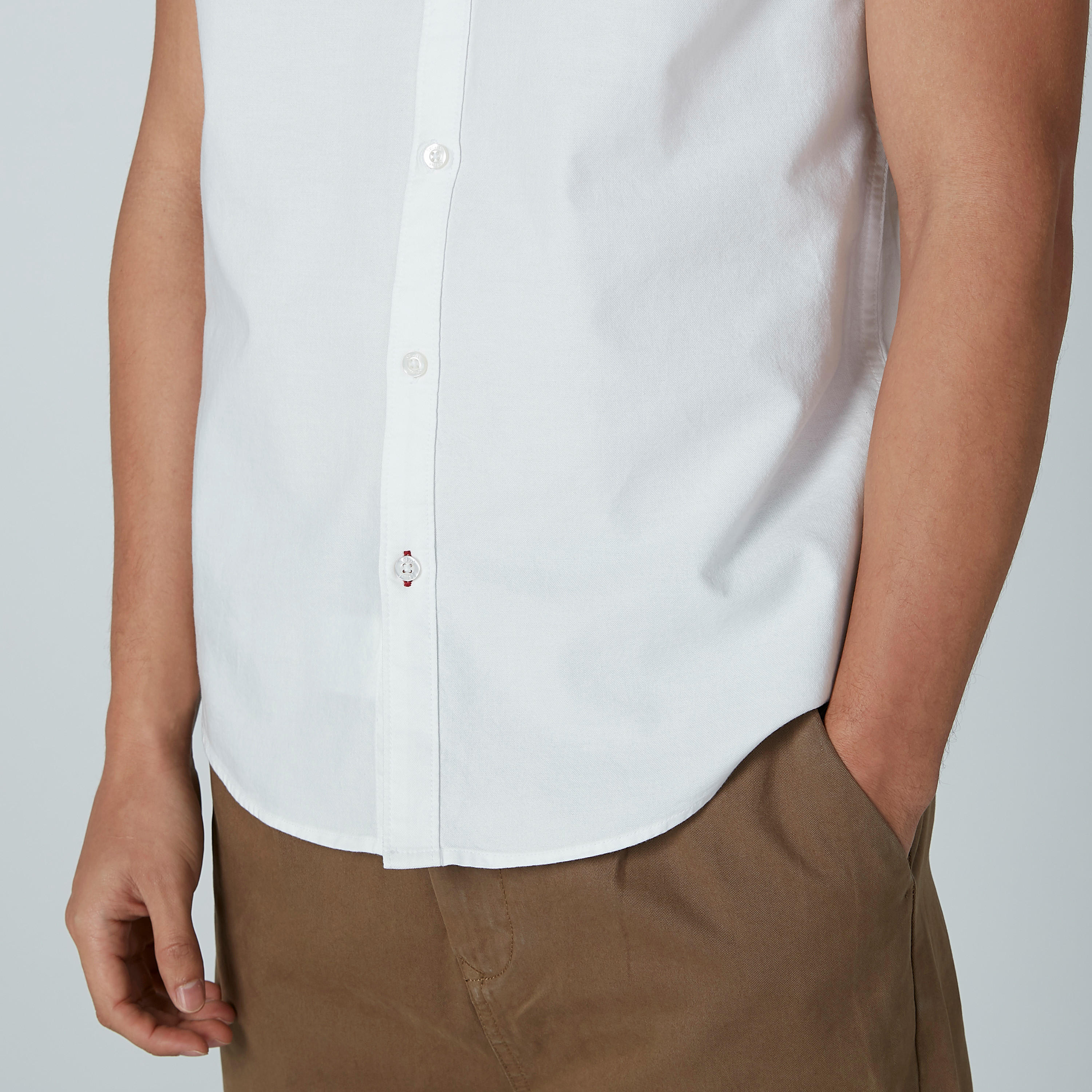 Solid Shirt with Short Sleeves and Spread Collar-men-clothing-shirts-image-3