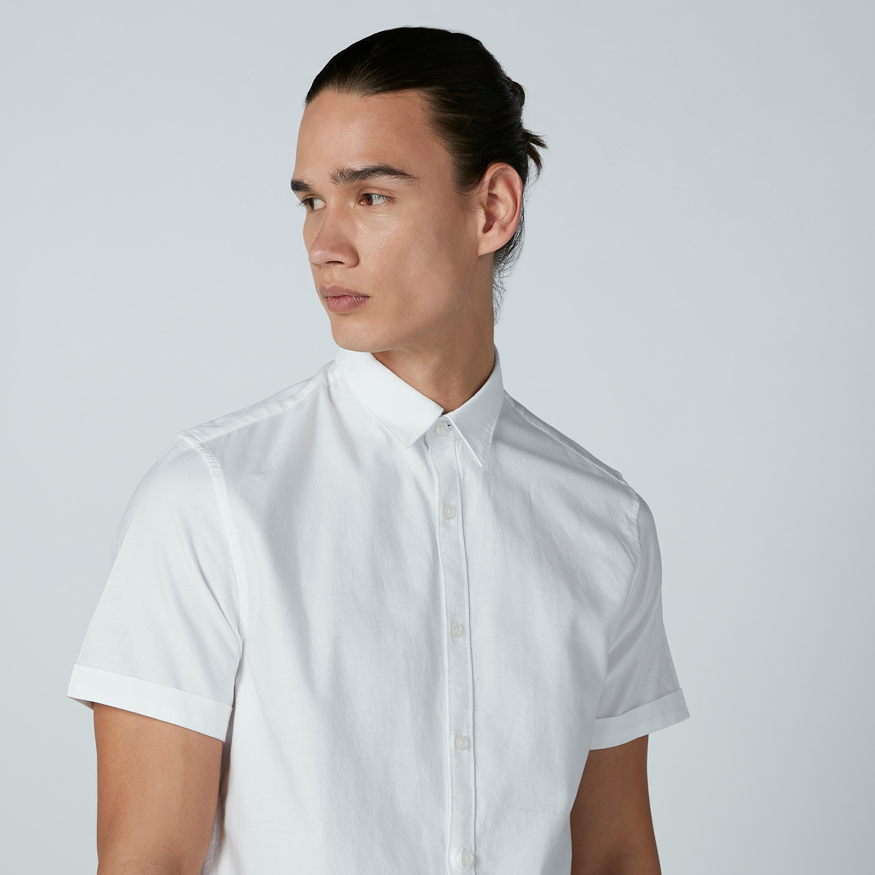 Solid Shirt with Short Sleeves and Spread Collar-men-clothing-shirts-image-5