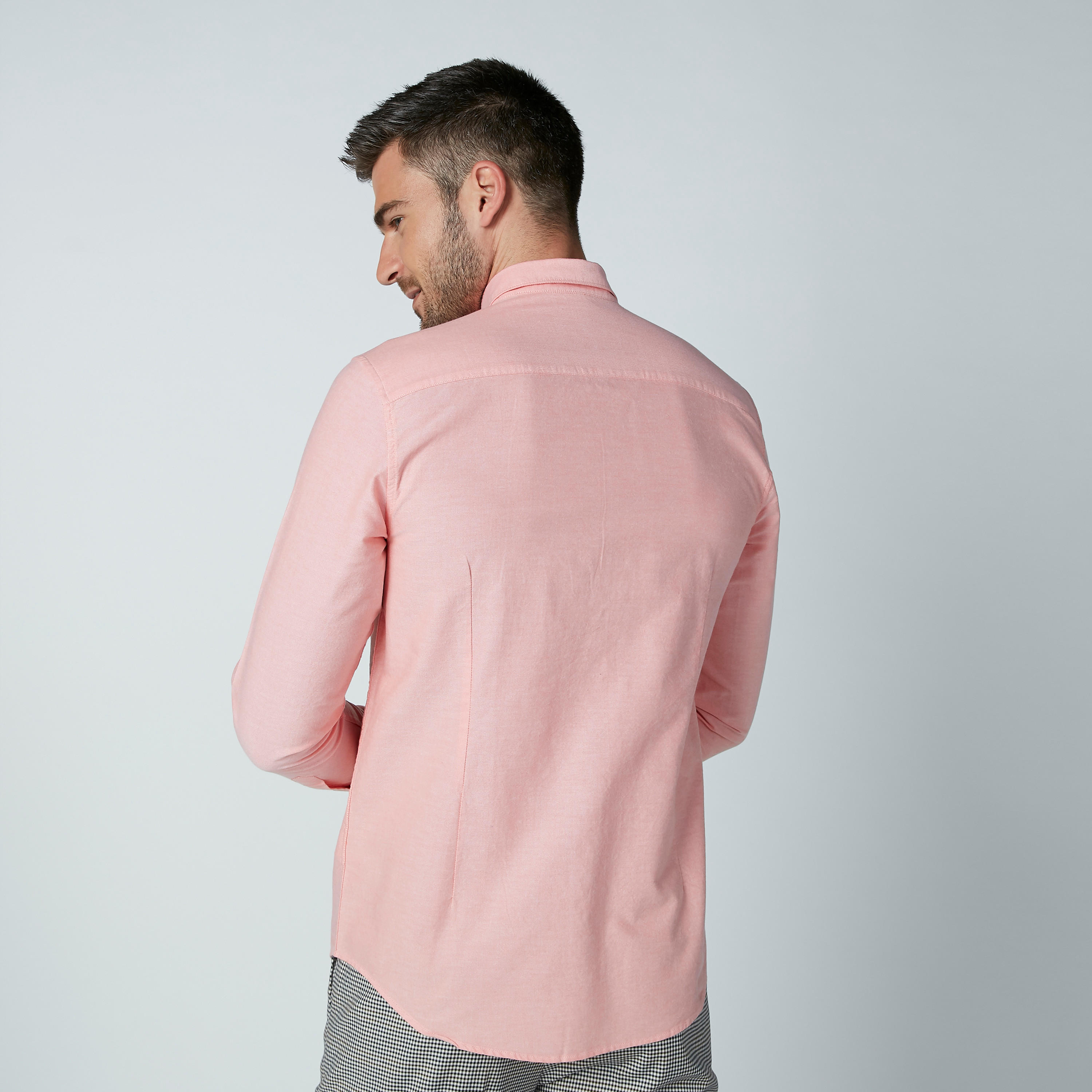 Basic Formal Shirt with Long Sleeves and Curved Hem-men-clothing-shirts-image-5
