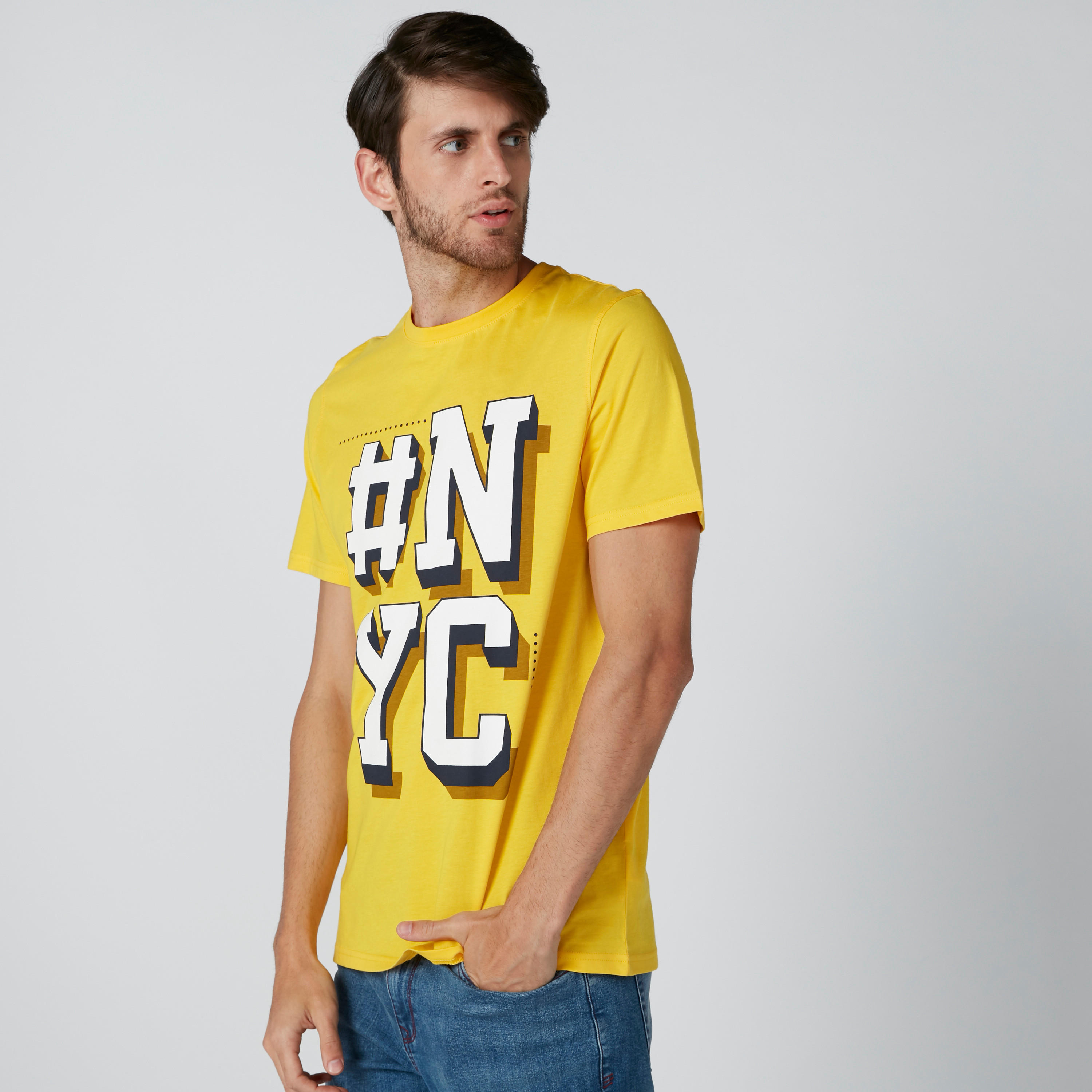Printed T-Shirt with Round Neck and Short Sleeves-men-clothing-tshirtsandpolos-tshirts-image-3