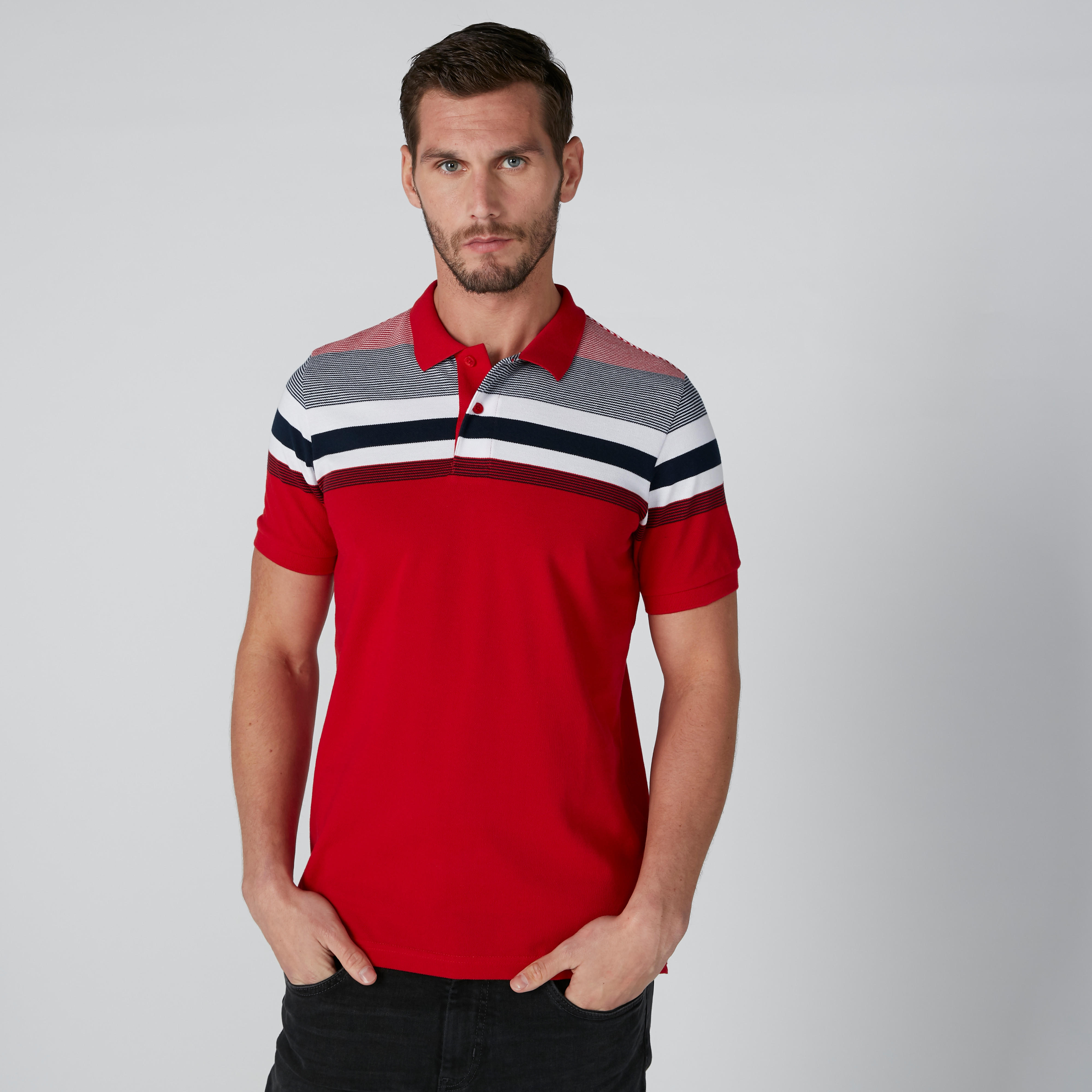 تيشيرت مقلّم بياقة بولو وأكمام قصيرة-men-clothing-tshirtsandpolos-polos-image-3
