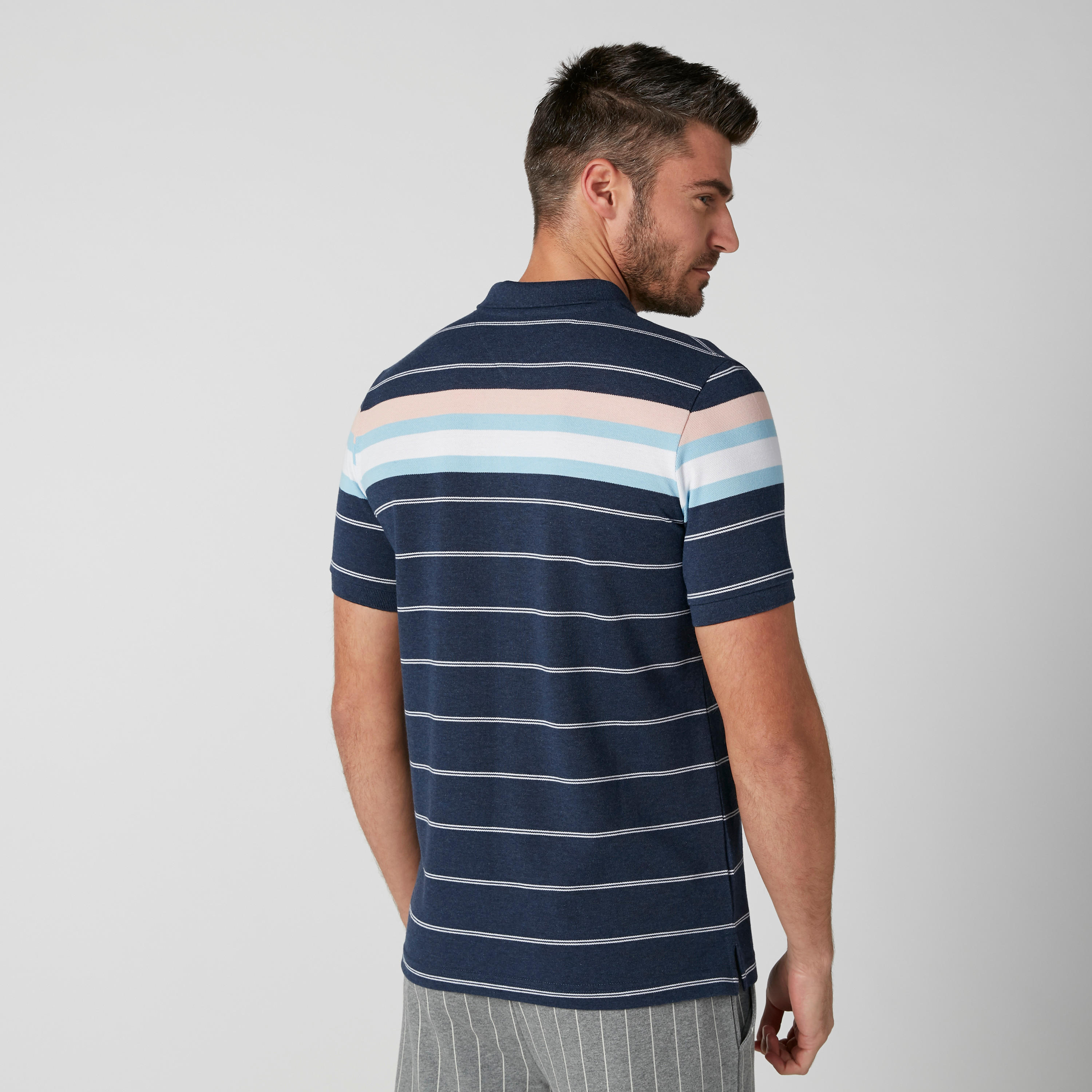 Sustainable Striped T-Shirt in Regukar Fit with Polo Neck-men-clothing-tshirtsandpolos-polos-image-6