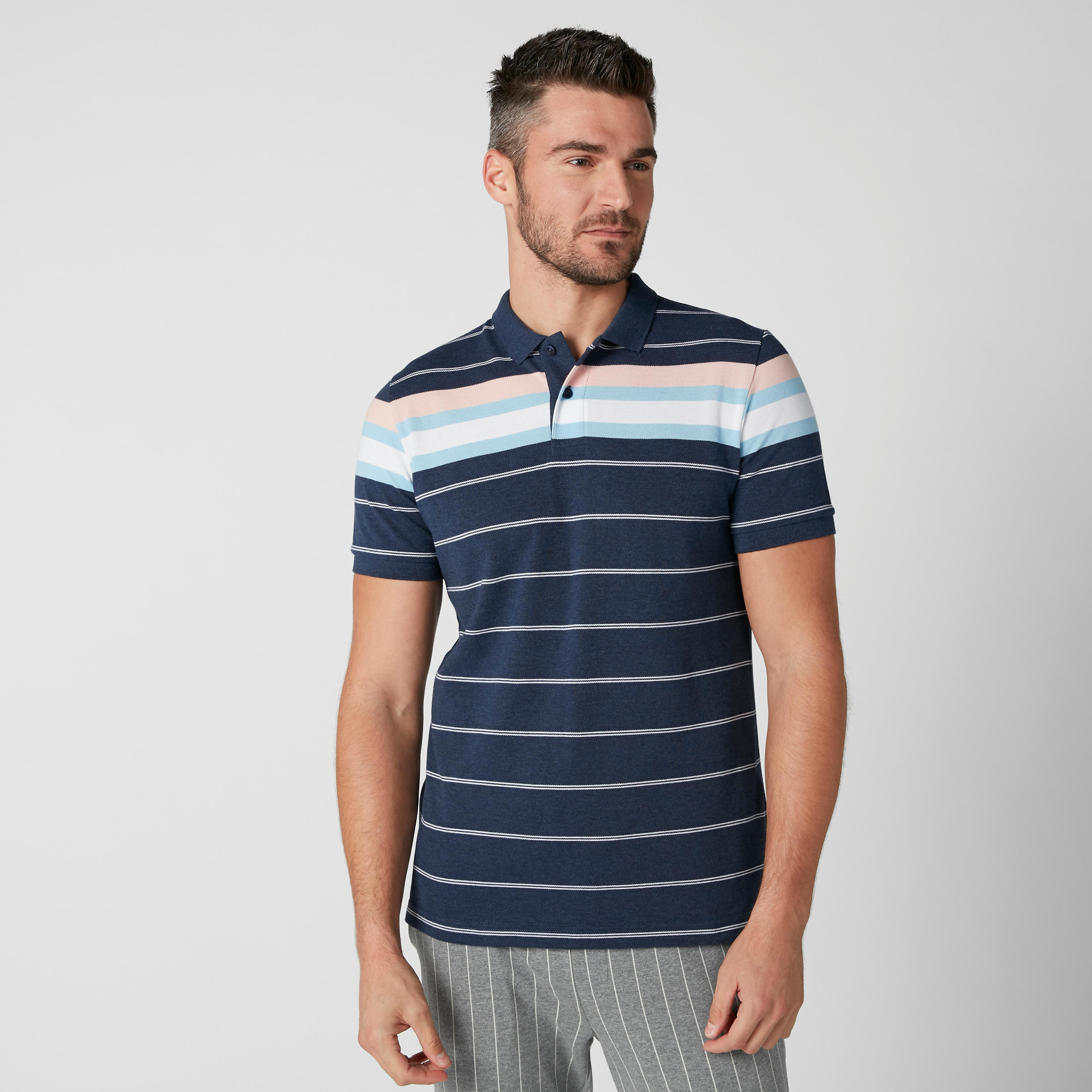 Sustainable Striped T-Shirt in Regukar Fit with Polo Neck-men-clothing-tshirtsandpolos-polos-image-7