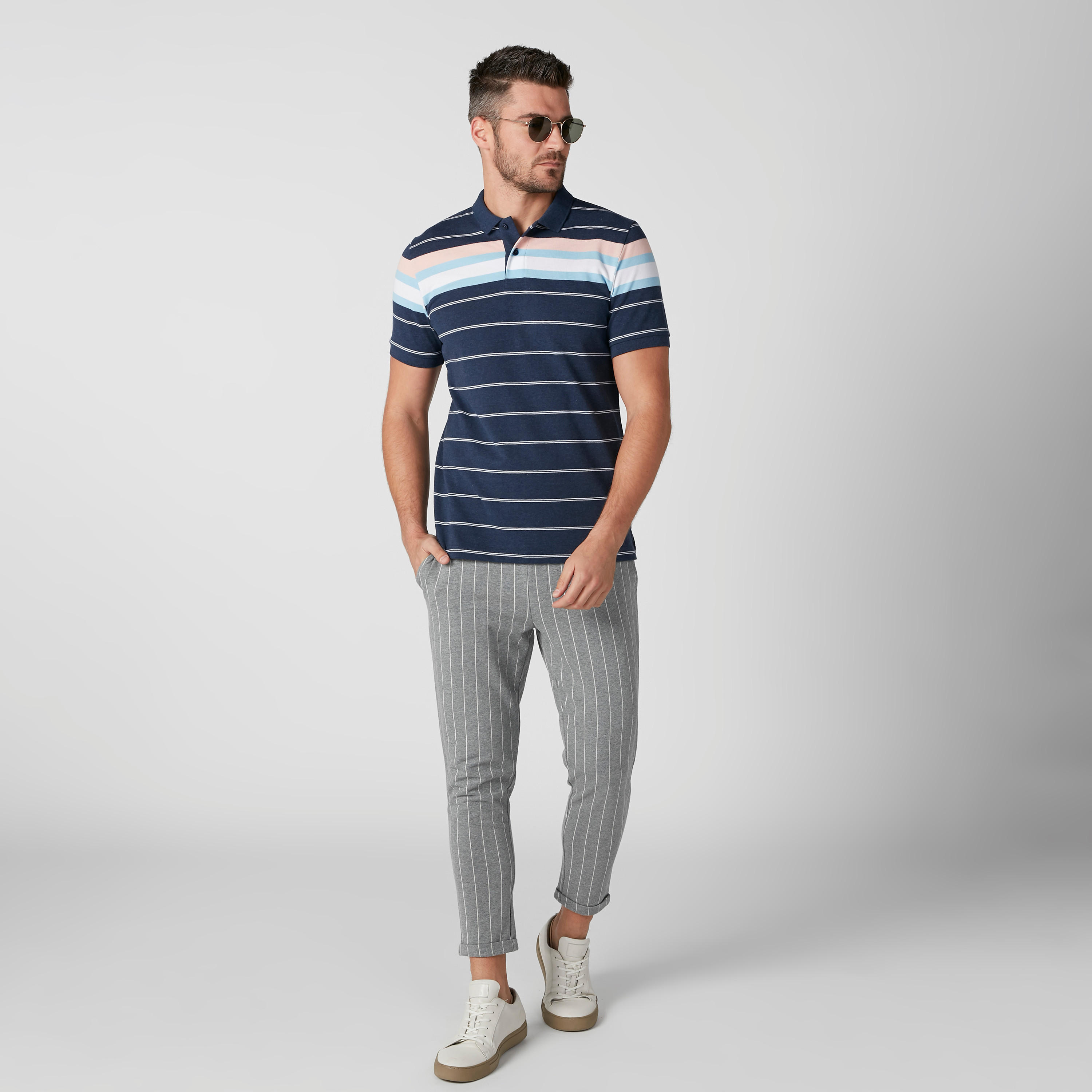 Sustainable Striped T-Shirt in Regukar Fit with Polo Neck-men-clothing-tshirtsandpolos-polos-image-8
