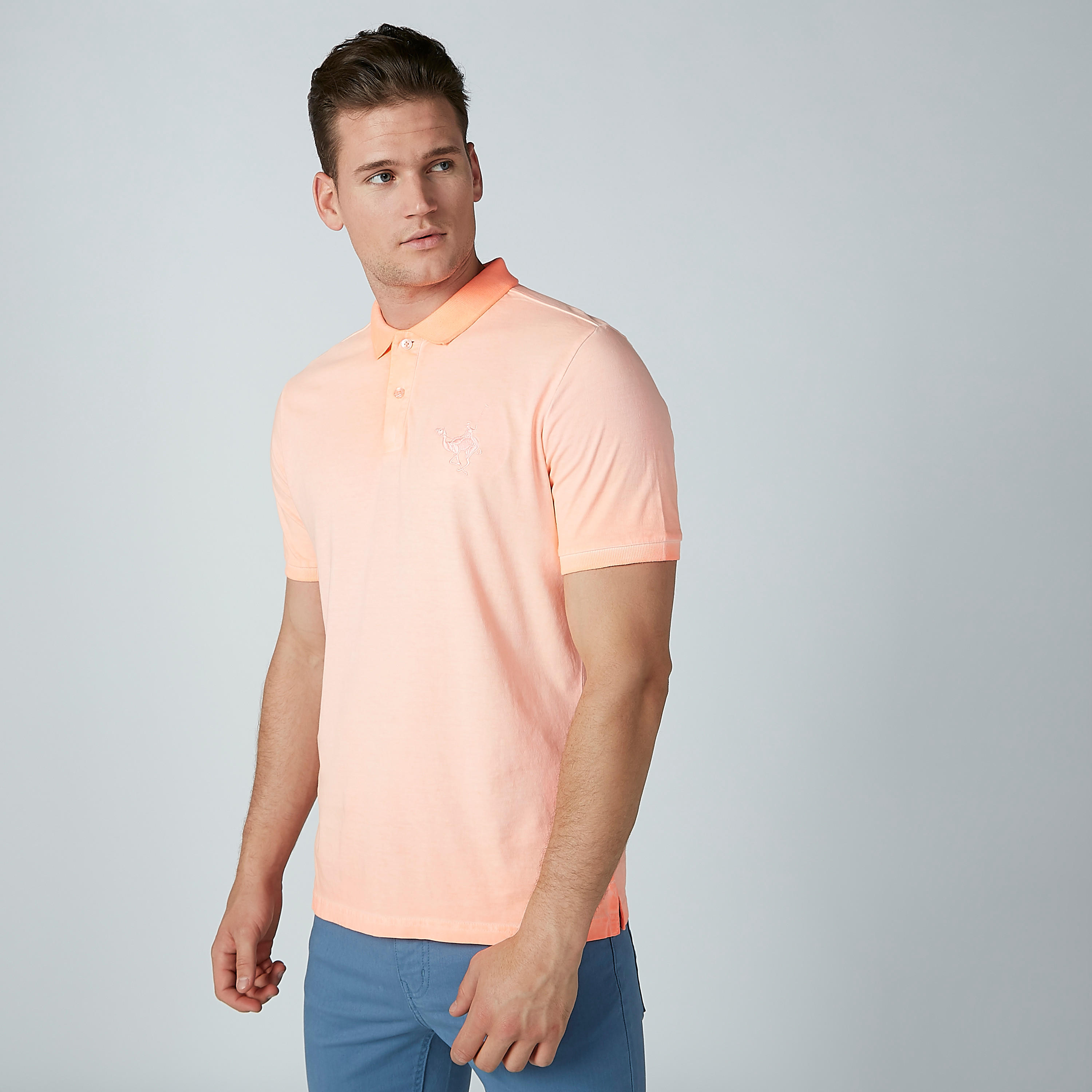 Solid Polo Neck T-shirt with Short Sleeves-men-clothing-tshirtsandpolos-polos-image-1