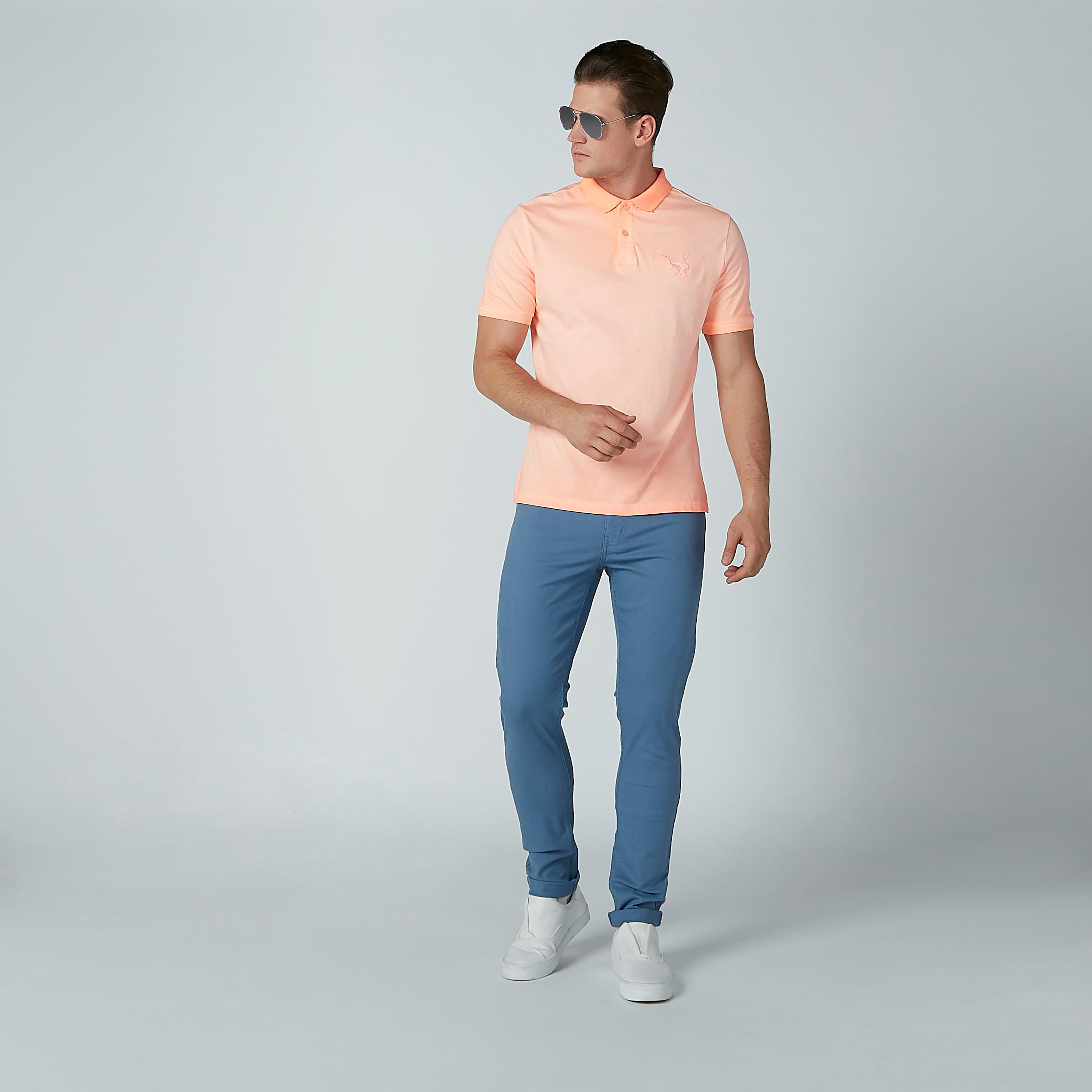 Solid Polo Neck T-shirt with Short Sleeves-men-clothing-tshirtsandpolos-polos-image-2