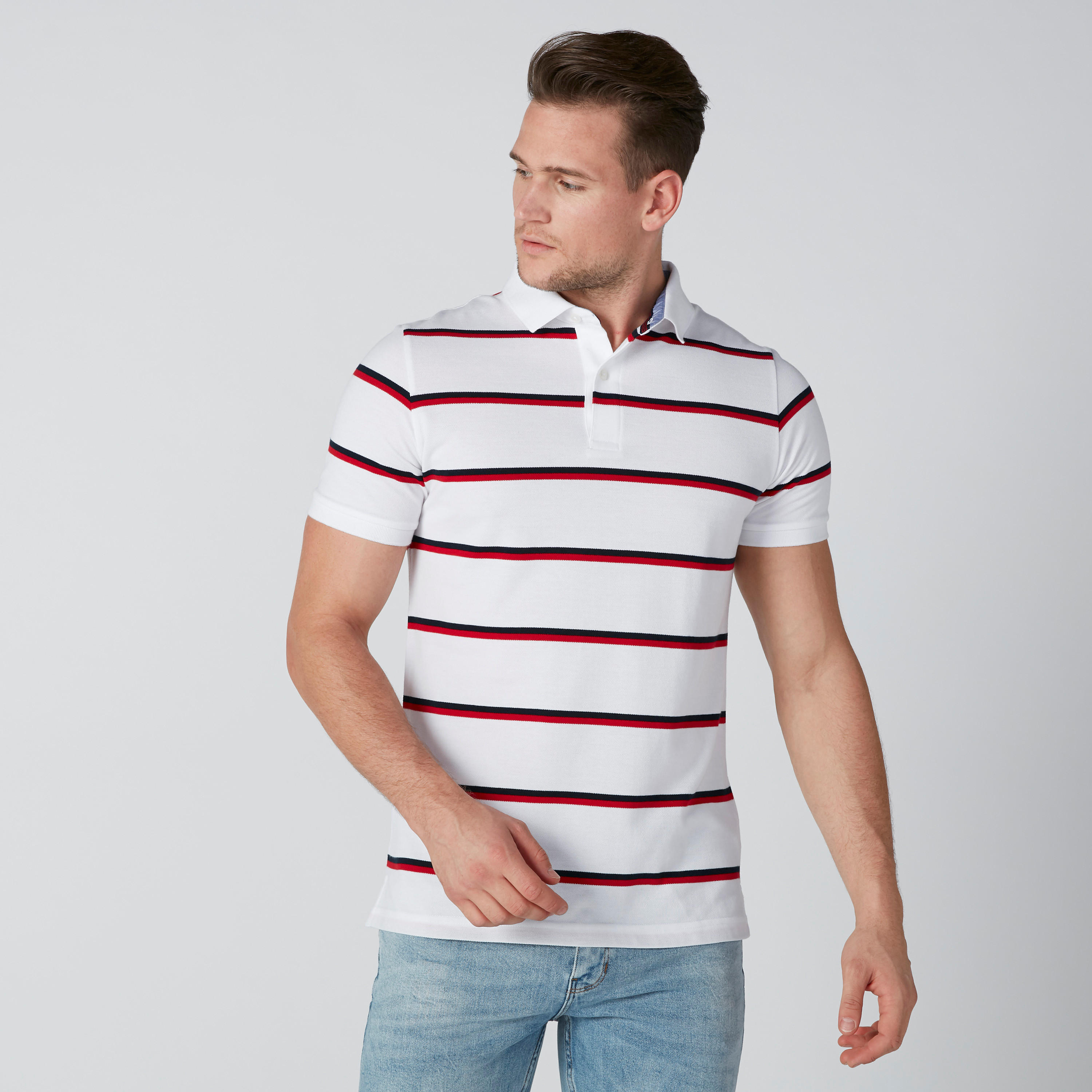 تيشيرت مقلّم بياقة بولو وأكمام قصيرة-men-clothing-tshirtsandpolos-polos-image-1