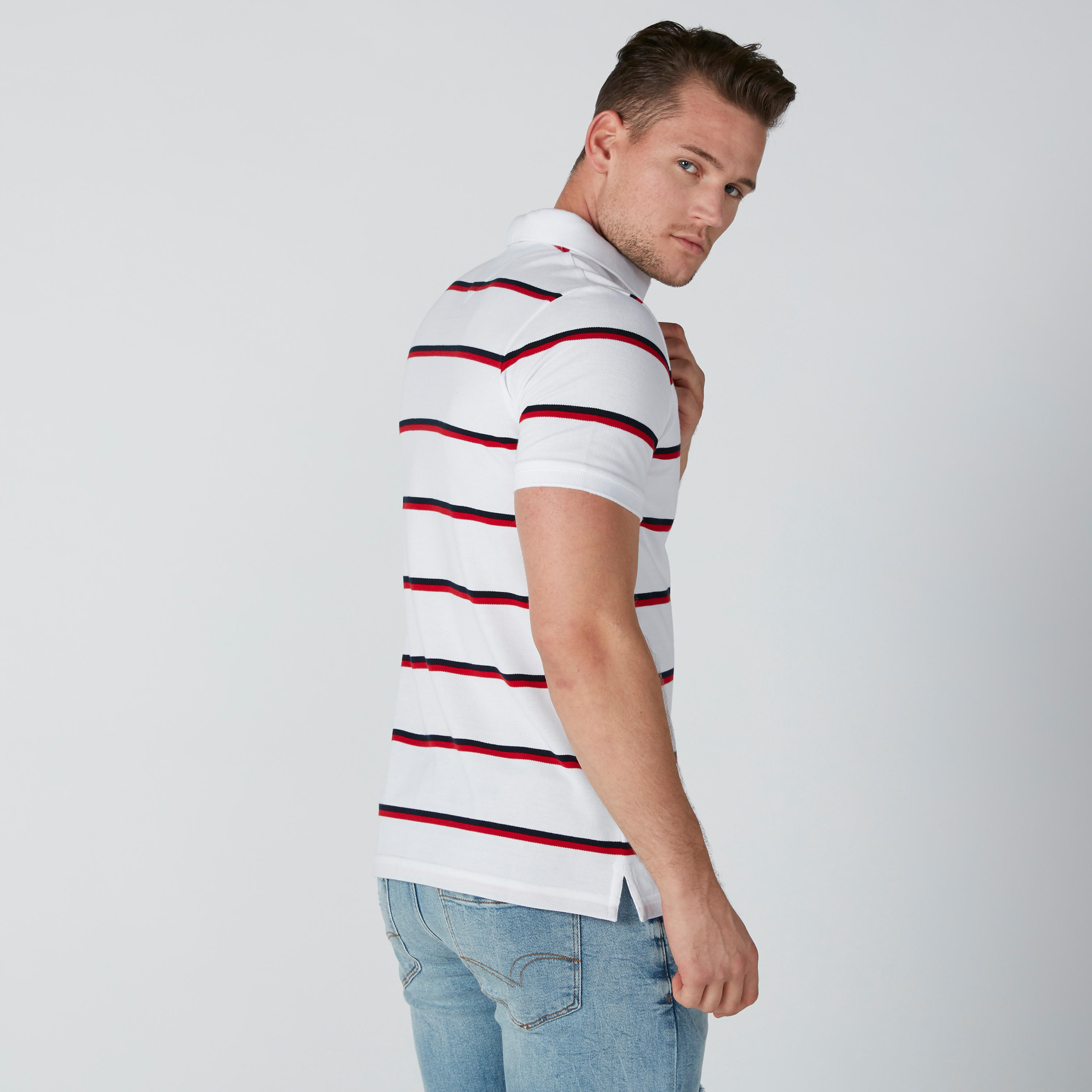 تيشيرت مقلّم بياقة بولو وأكمام قصيرة-men-clothing-tshirtsandpolos-polos-image-2