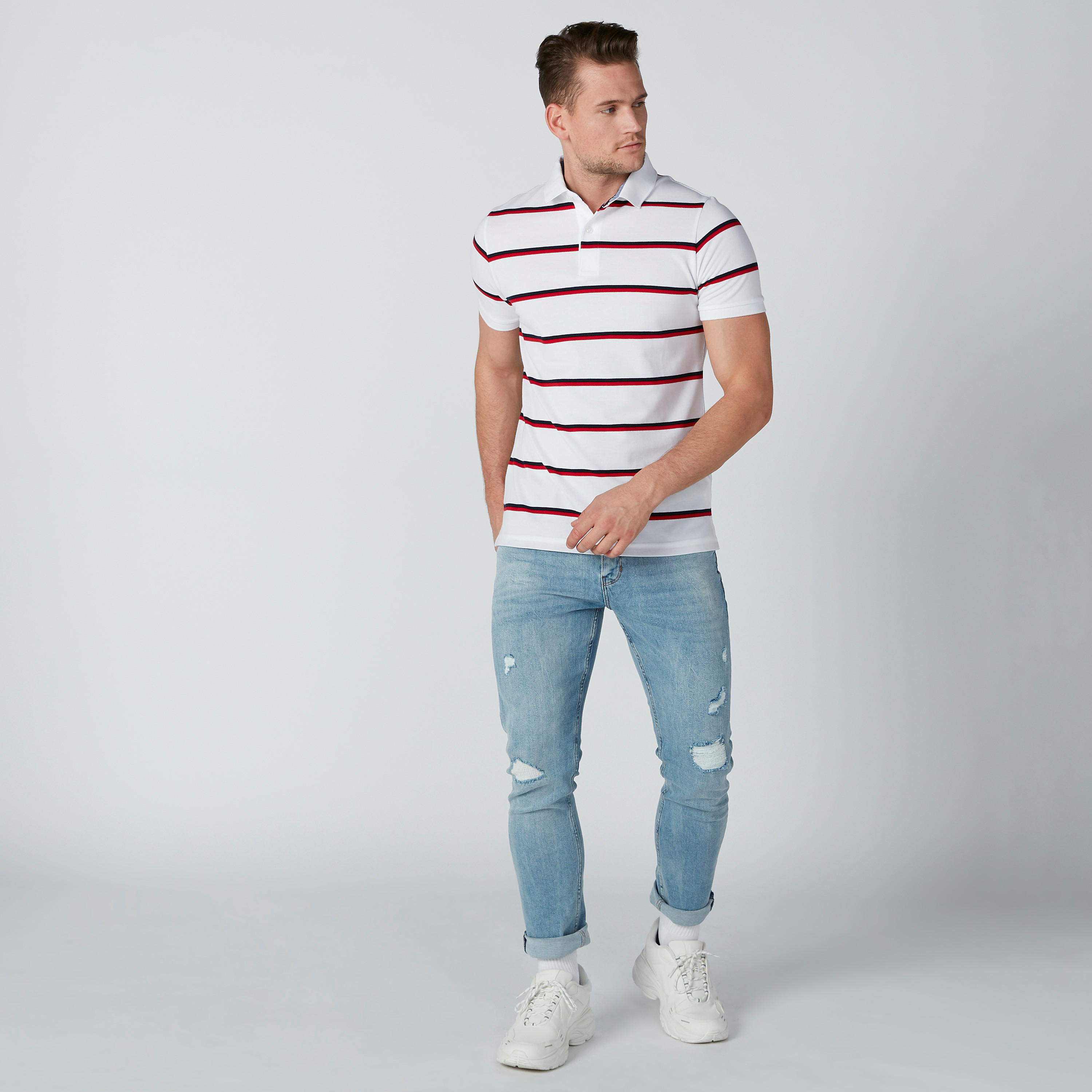 تيشيرت مقلّم بياقة بولو وأكمام قصيرة-men-clothing-tshirtsandpolos-polos-image-3