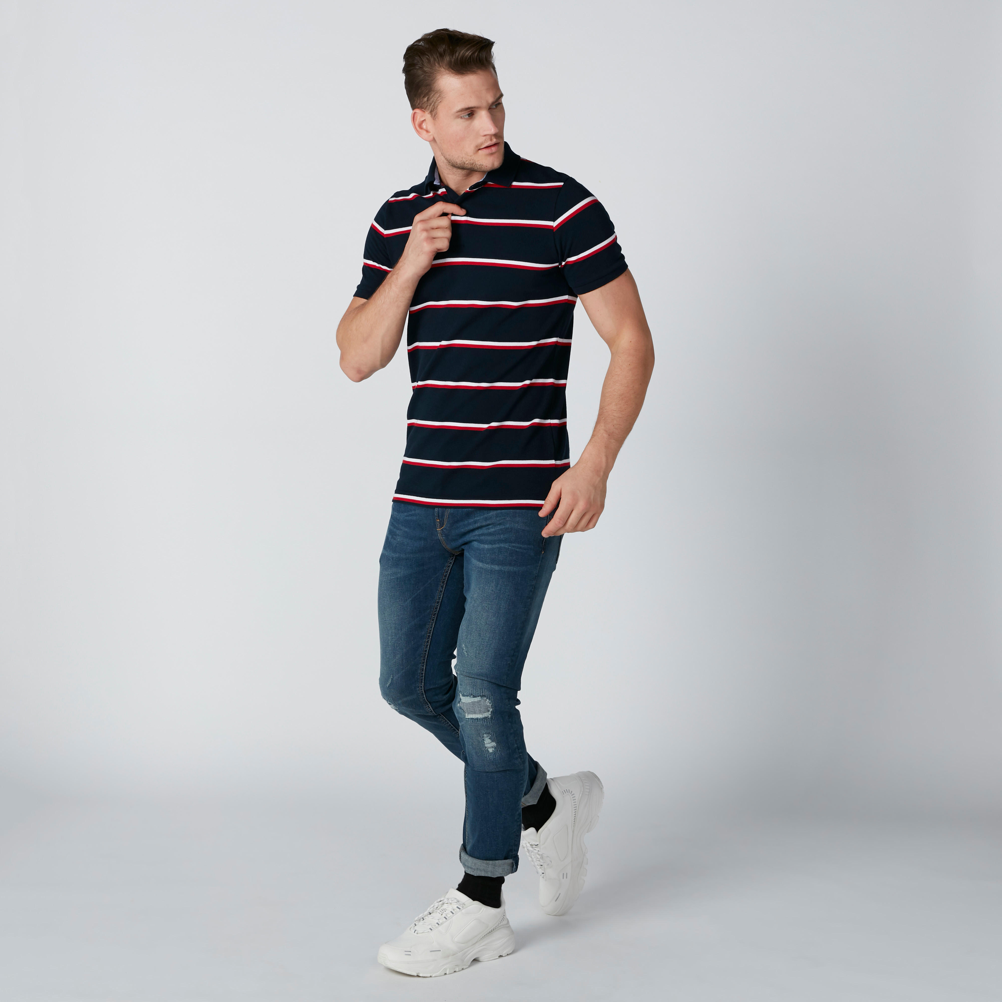 تيشيرت مقلّم بياقة بولو-men-clothing-tshirtsandpolos-polos-image-1