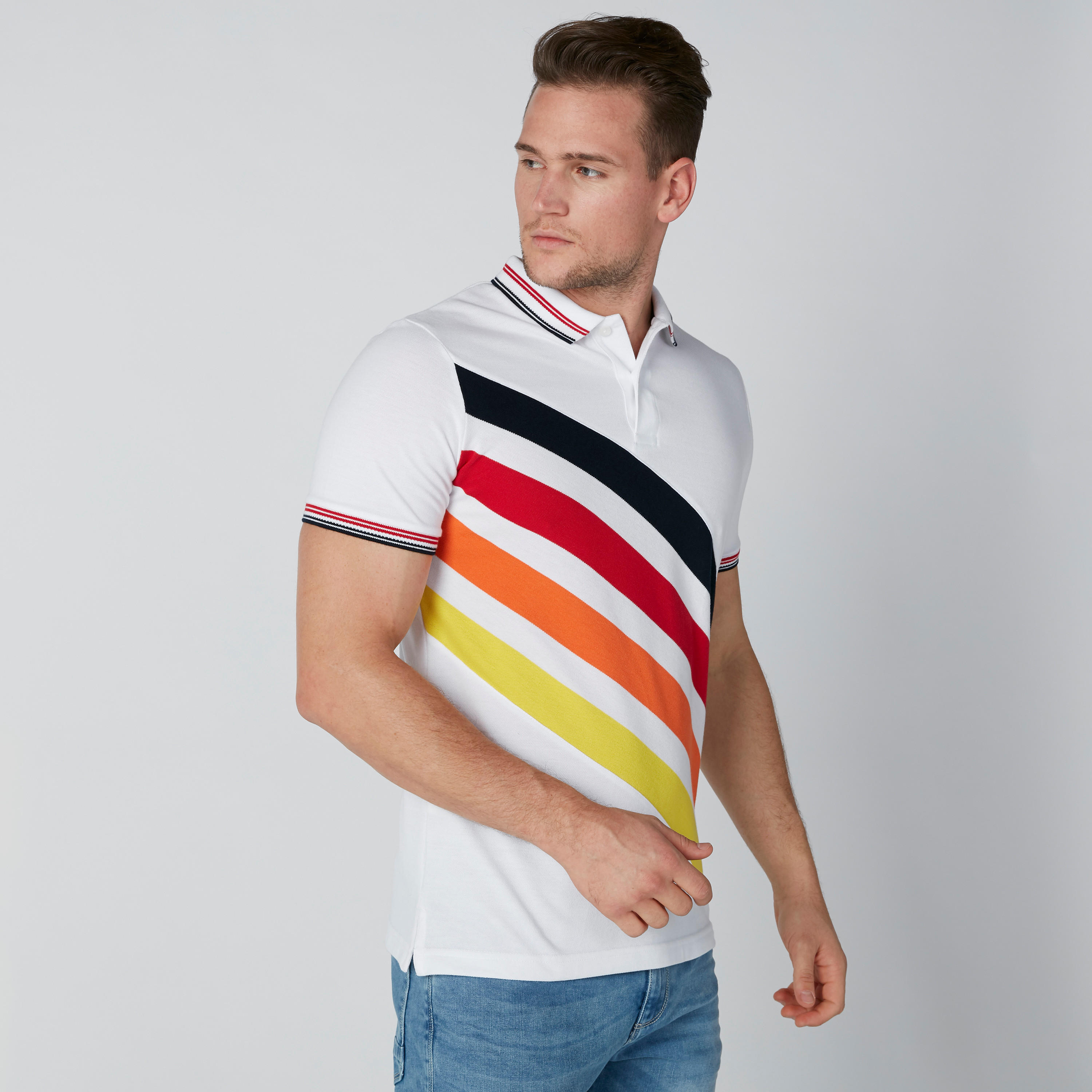 تيشيرت مقلّم بياقة بولو وأكمام قصيرة-men-clothing-tshirtsandpolos-polos-image-1