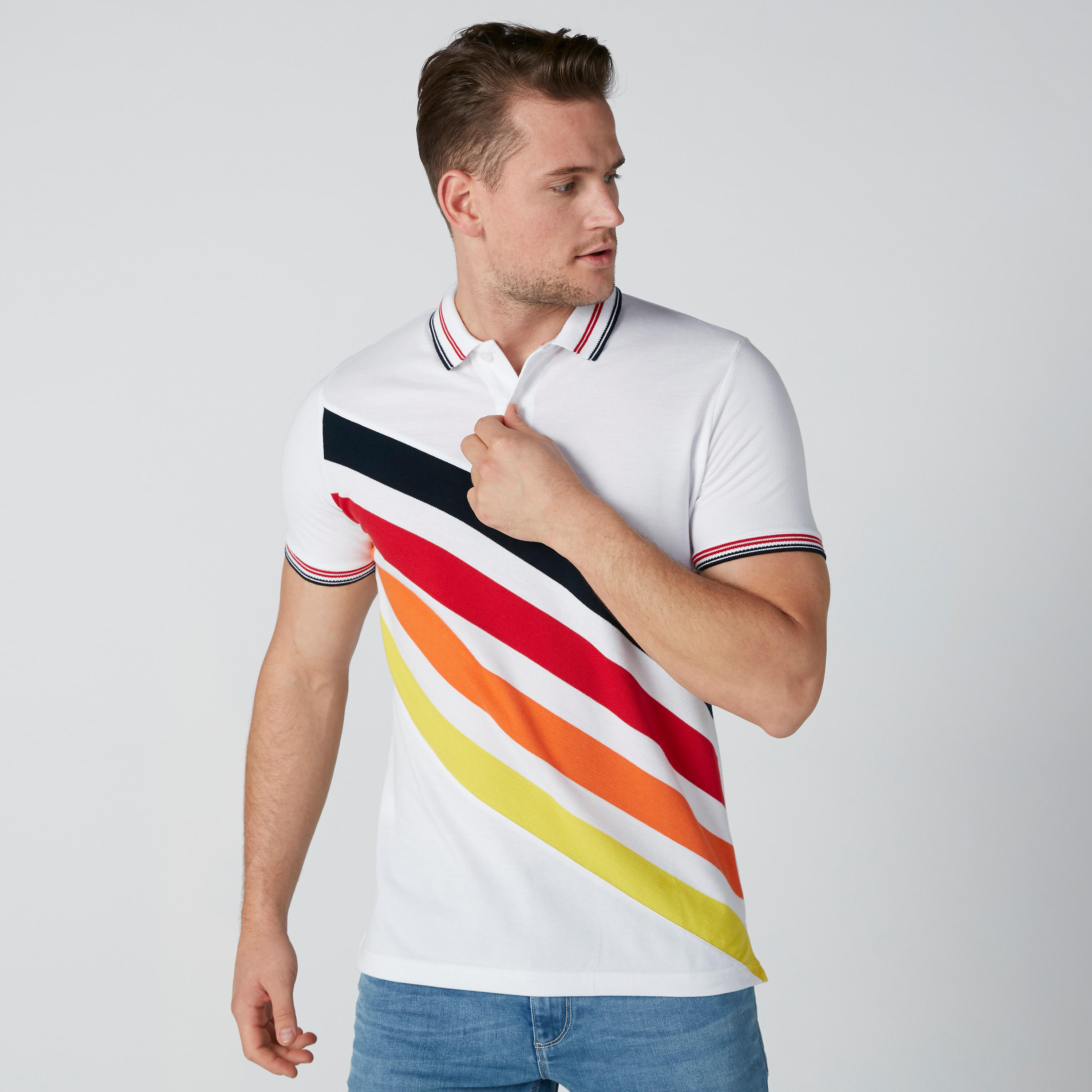تيشيرت مقلّم بياقة بولو وأكمام قصيرة-men-clothing-tshirtsandpolos-polos-image-4