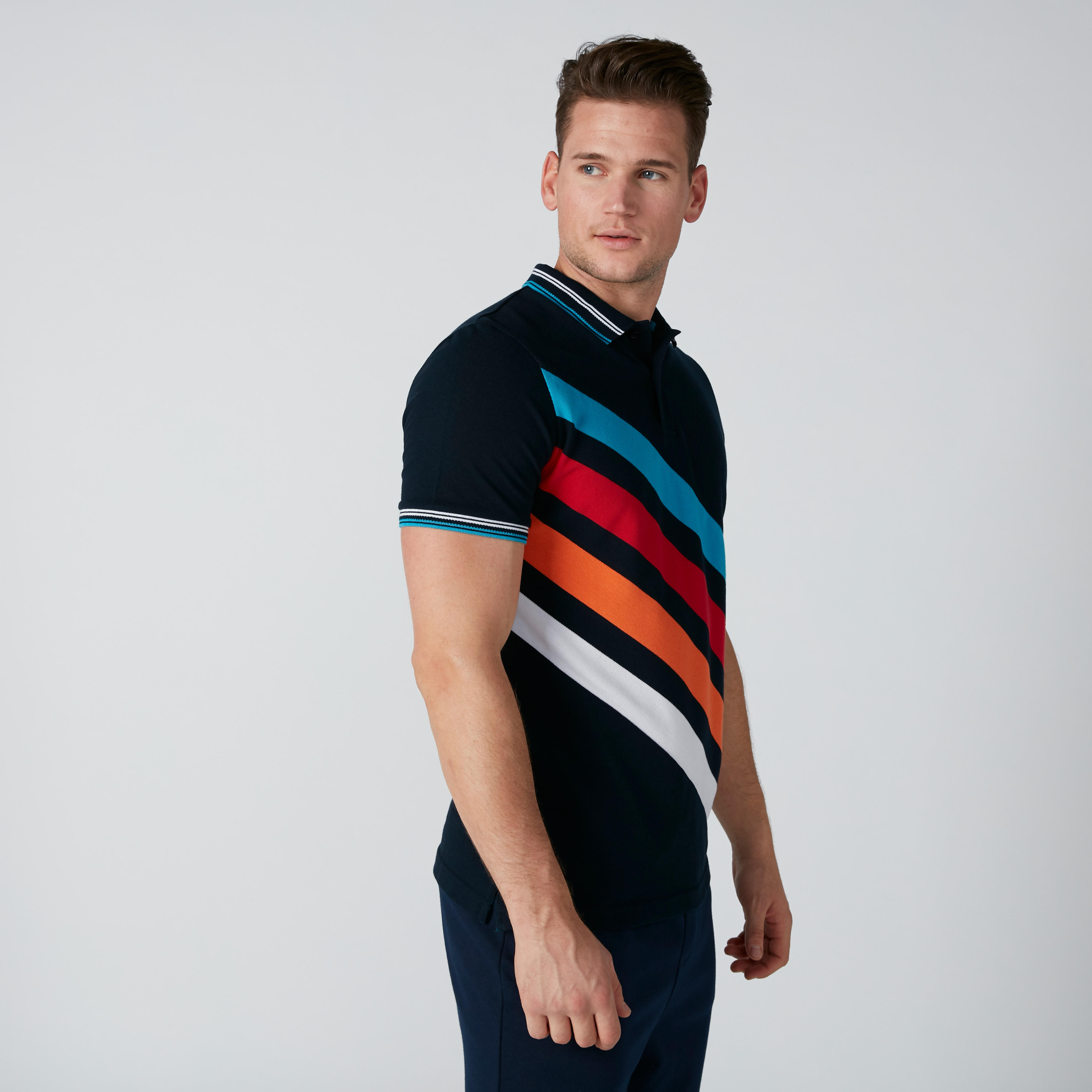 تيشيرت مقلّم بياقة بولو وأكمام قصيرة-men-clothing-tshirtsandpolos-polos-image-1