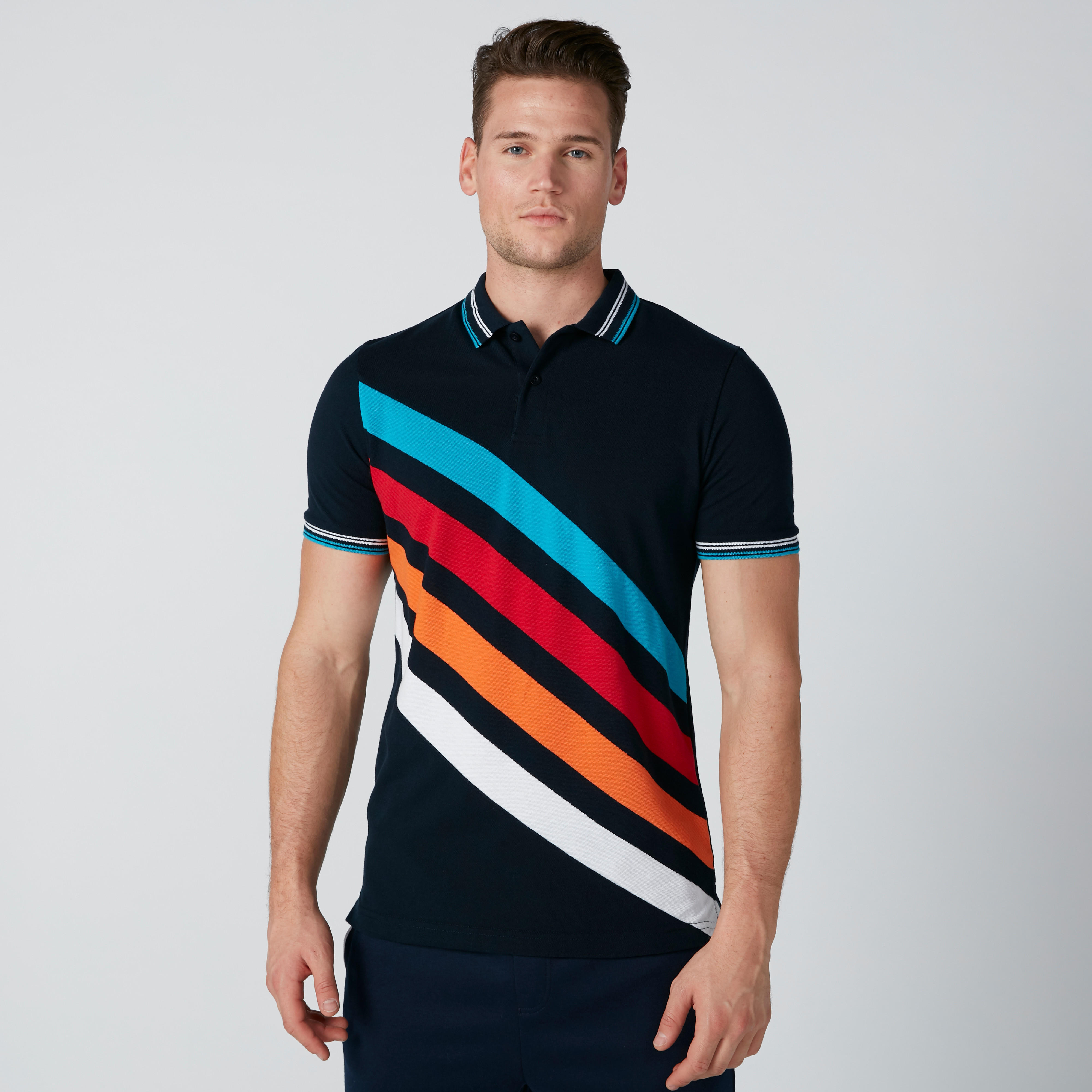تيشيرت مقلّم بياقة بولو وأكمام قصيرة-men-clothing-tshirtsandpolos-polos-image-4