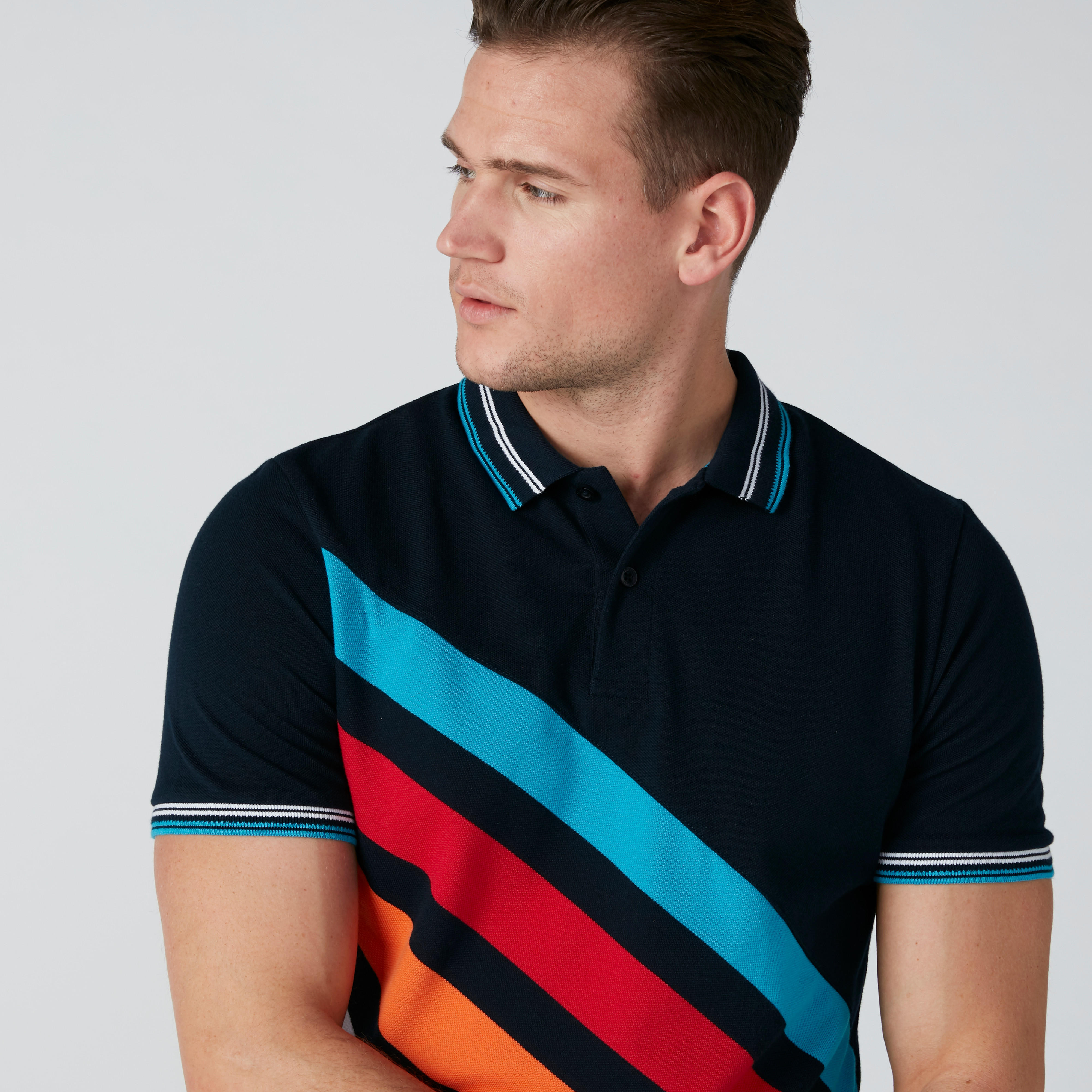 تيشيرت مقلّم بياقة بولو وأكمام قصيرة-men-clothing-tshirtsandpolos-polos-image-5