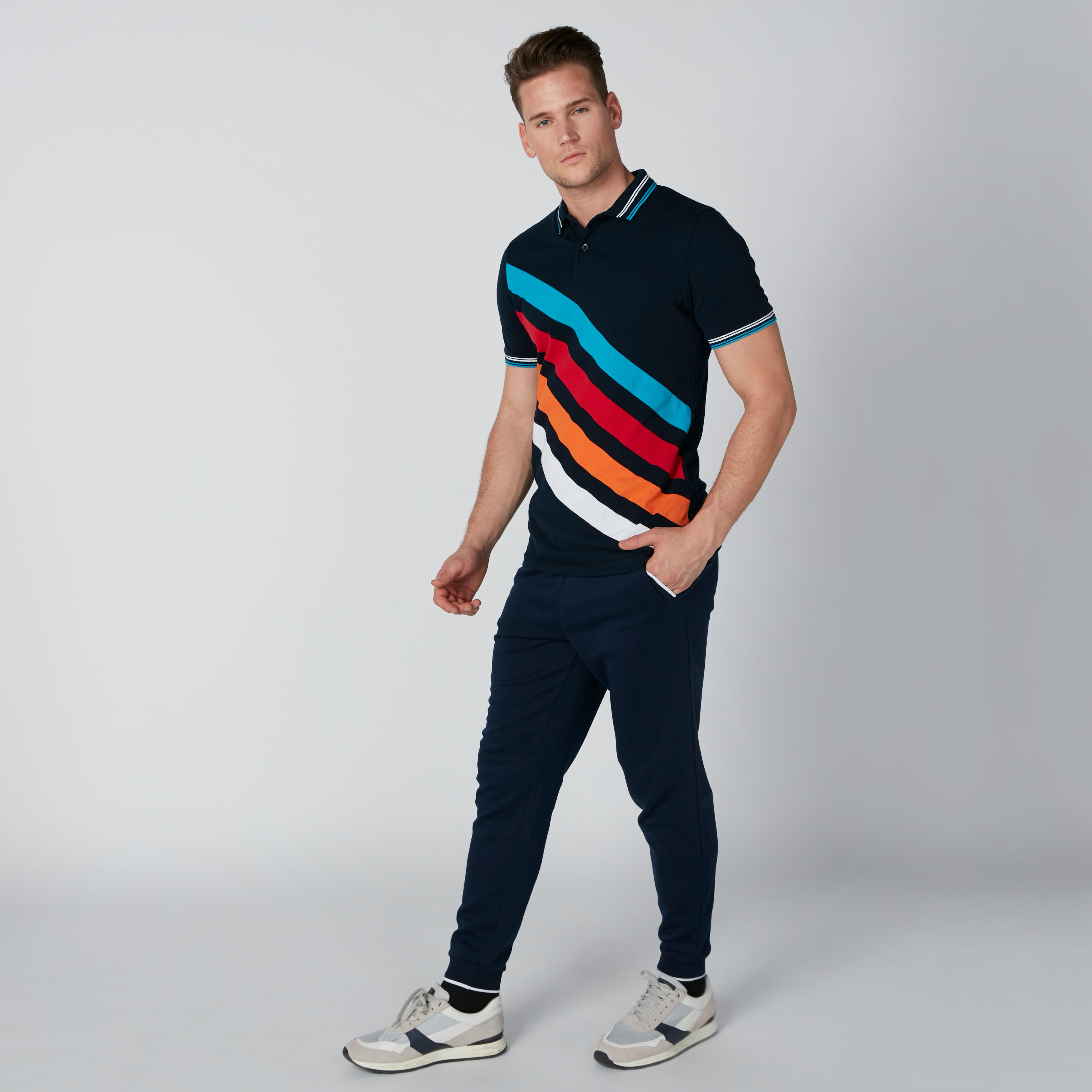 تيشيرت مقلّم بياقة بولو وأكمام قصيرة-men-clothing-tshirtsandpolos-polos-image-3