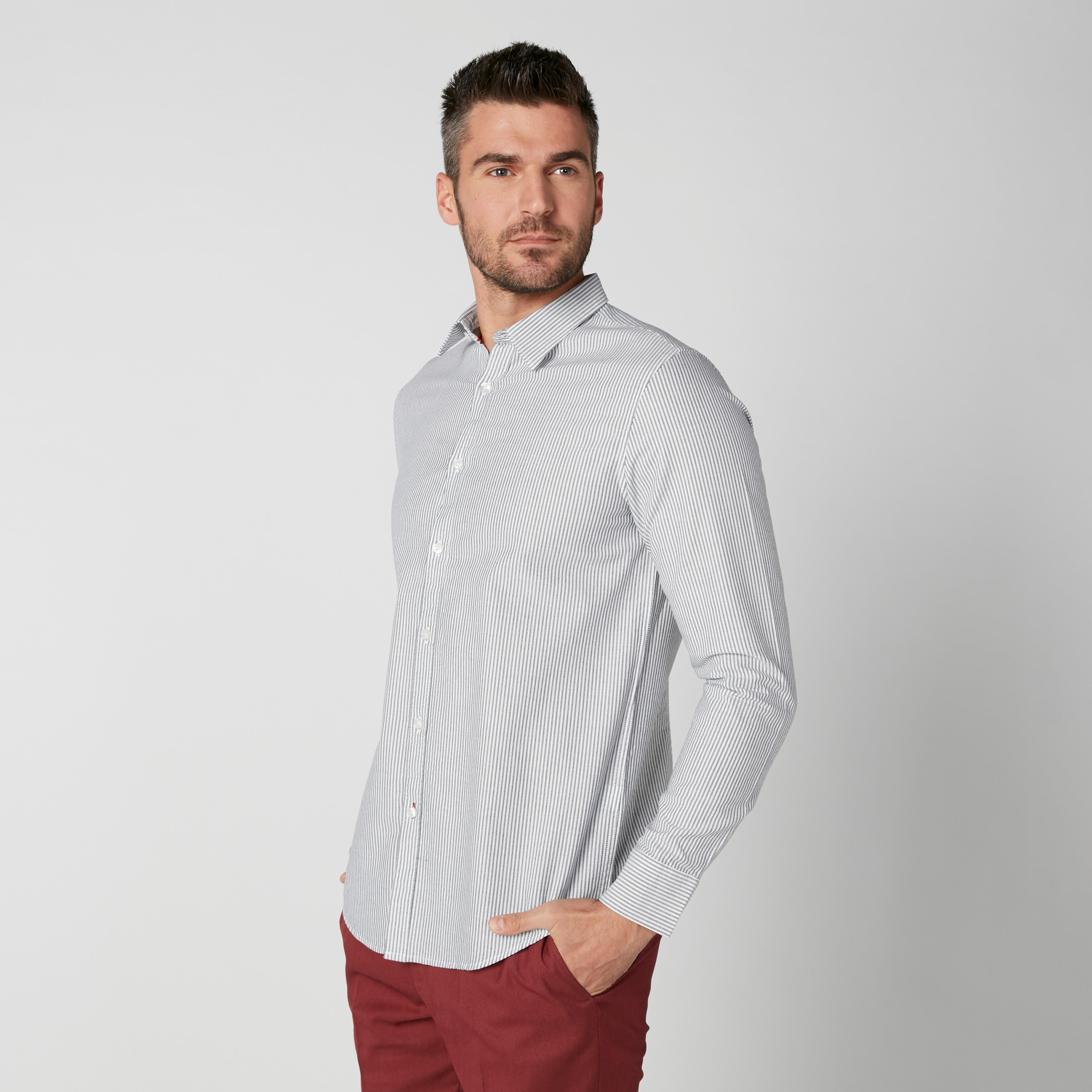 Striped Shirt with Long Sleeves and Complete Placket-men-clothing-shirts-image-1