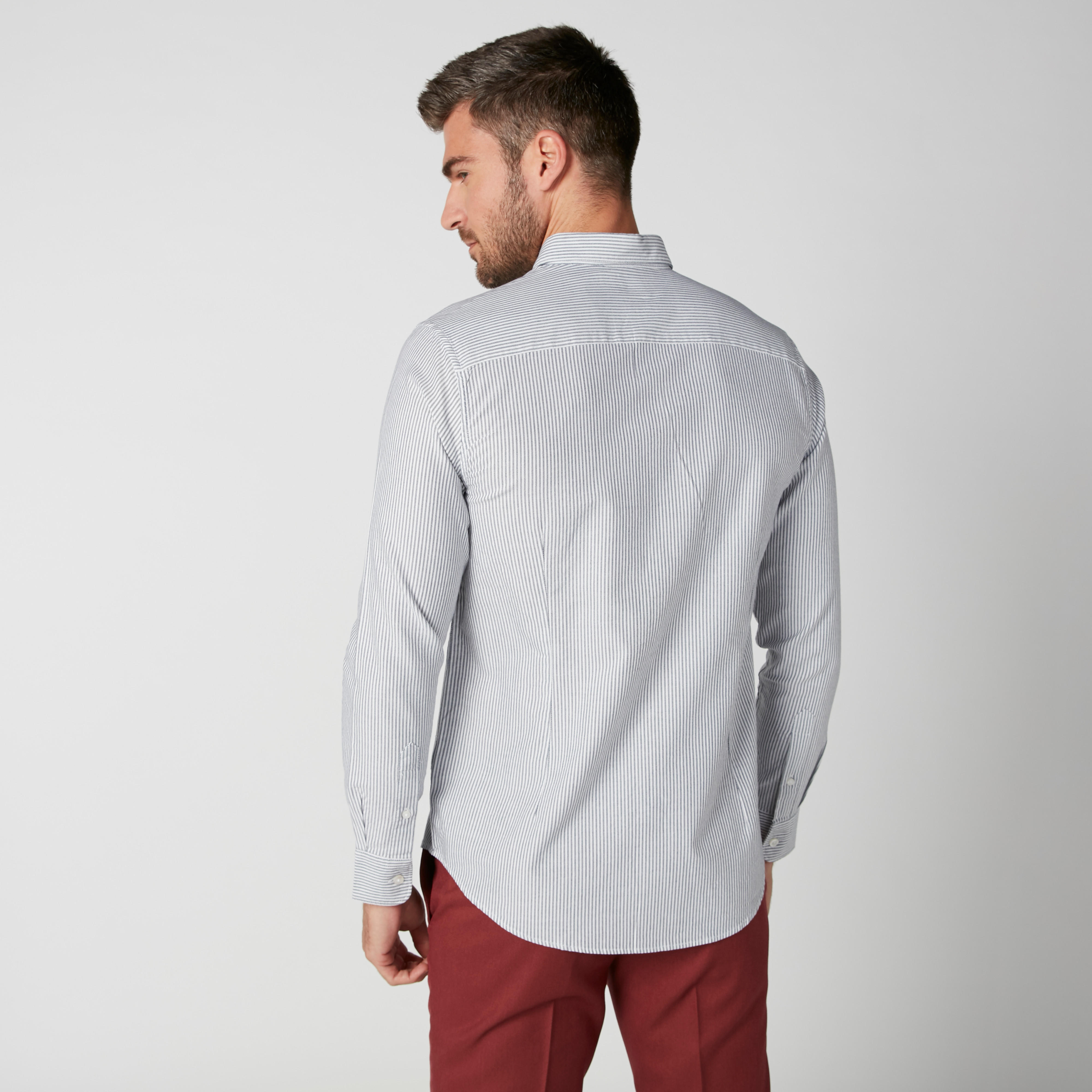 Striped Shirt with Long Sleeves and Complete Placket-men-clothing-shirts-image-2