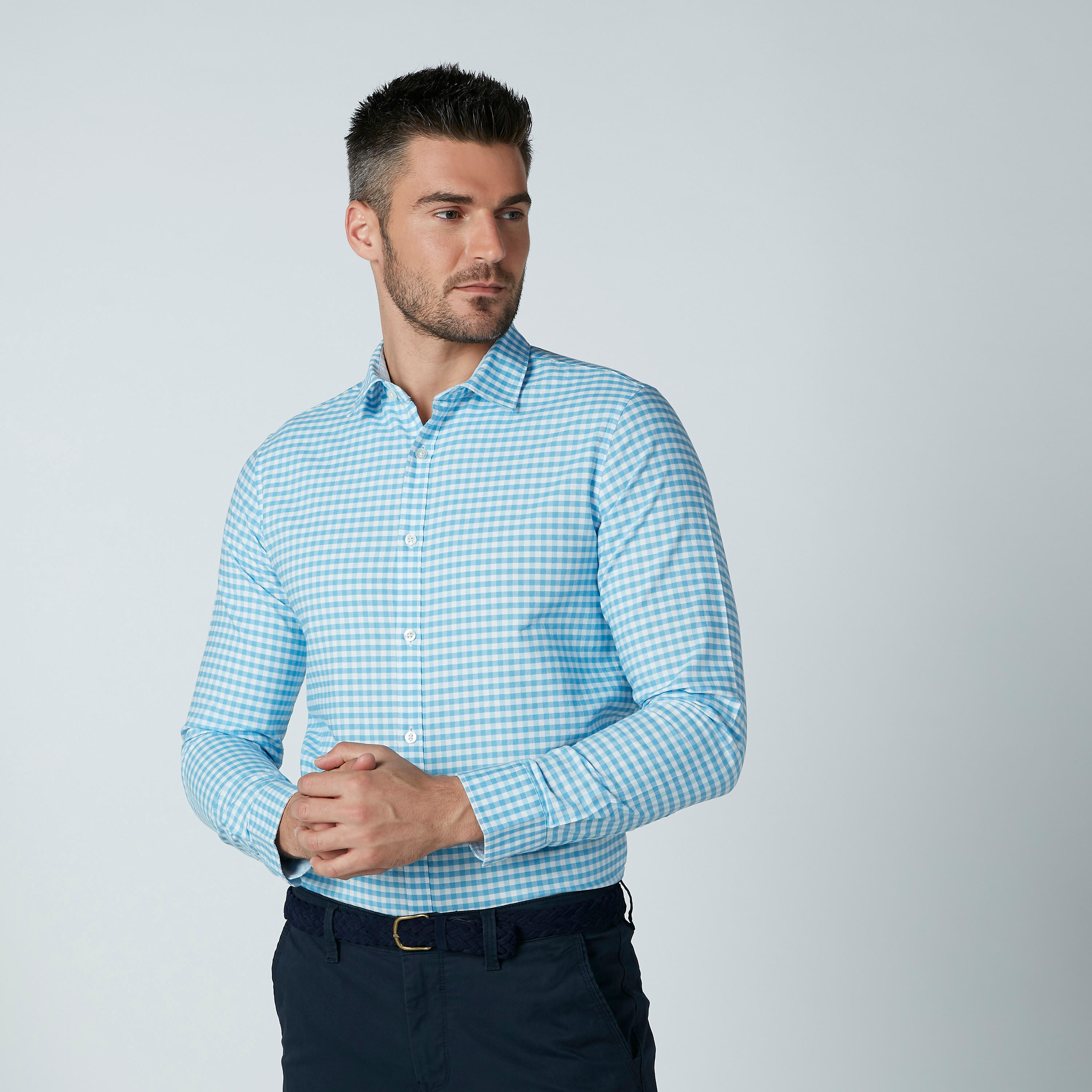 Chequered Formal Shirt with Long Sleeves and Complete Placket-men-clothing-shirts-image-3