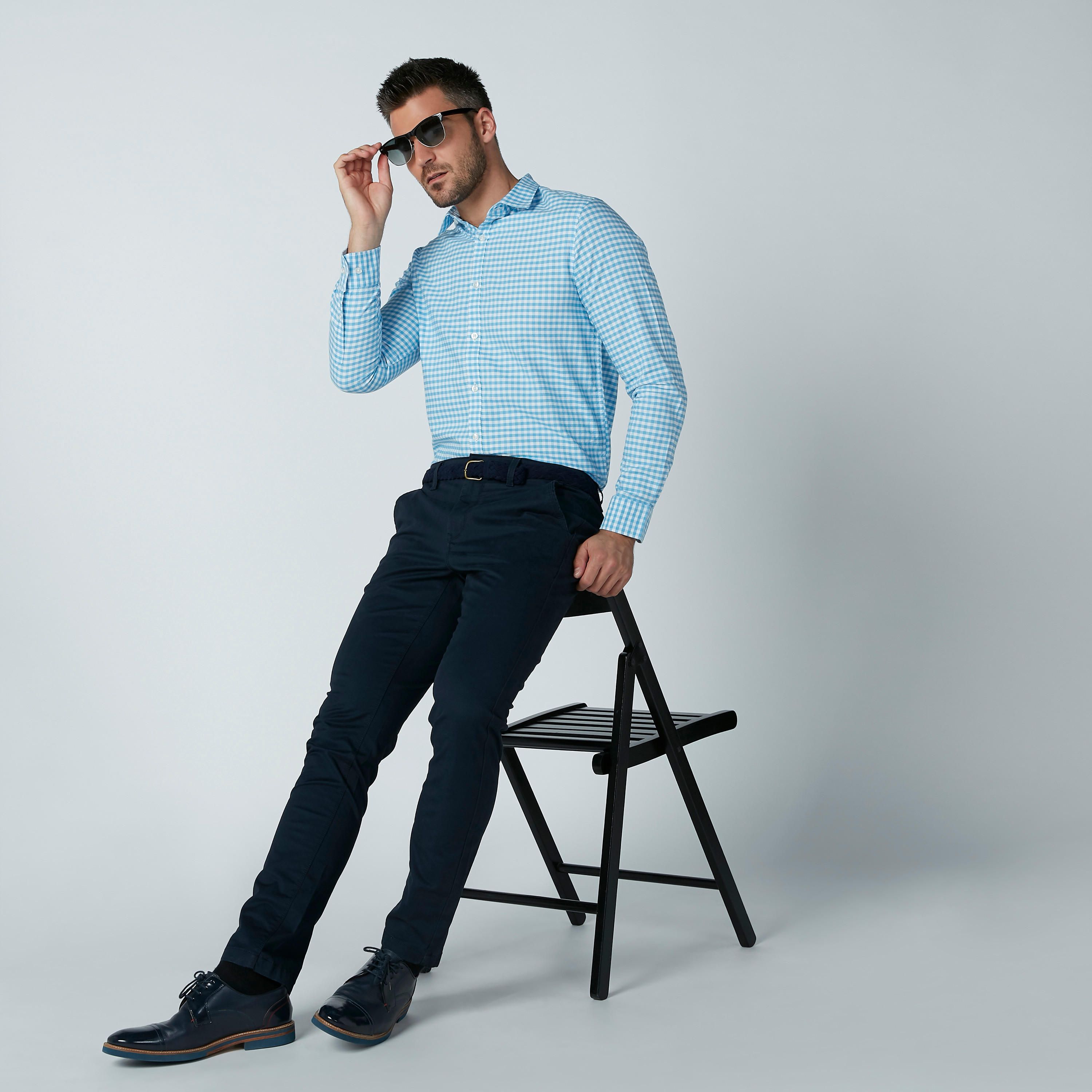 قميص رسمي كاروهات بأكمام طويلة وأزرار-men-clothing-shirts-image-4