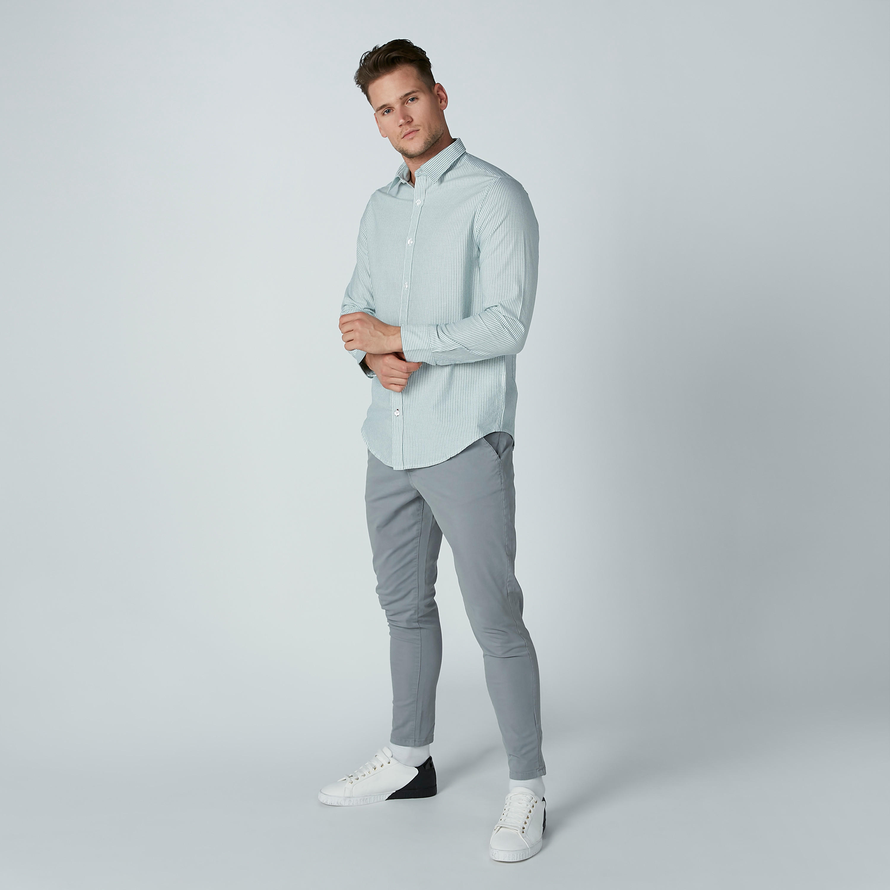 Long Sleeved Shirt with Stripes and Complete Placket-men-clothing-shirts-image-1