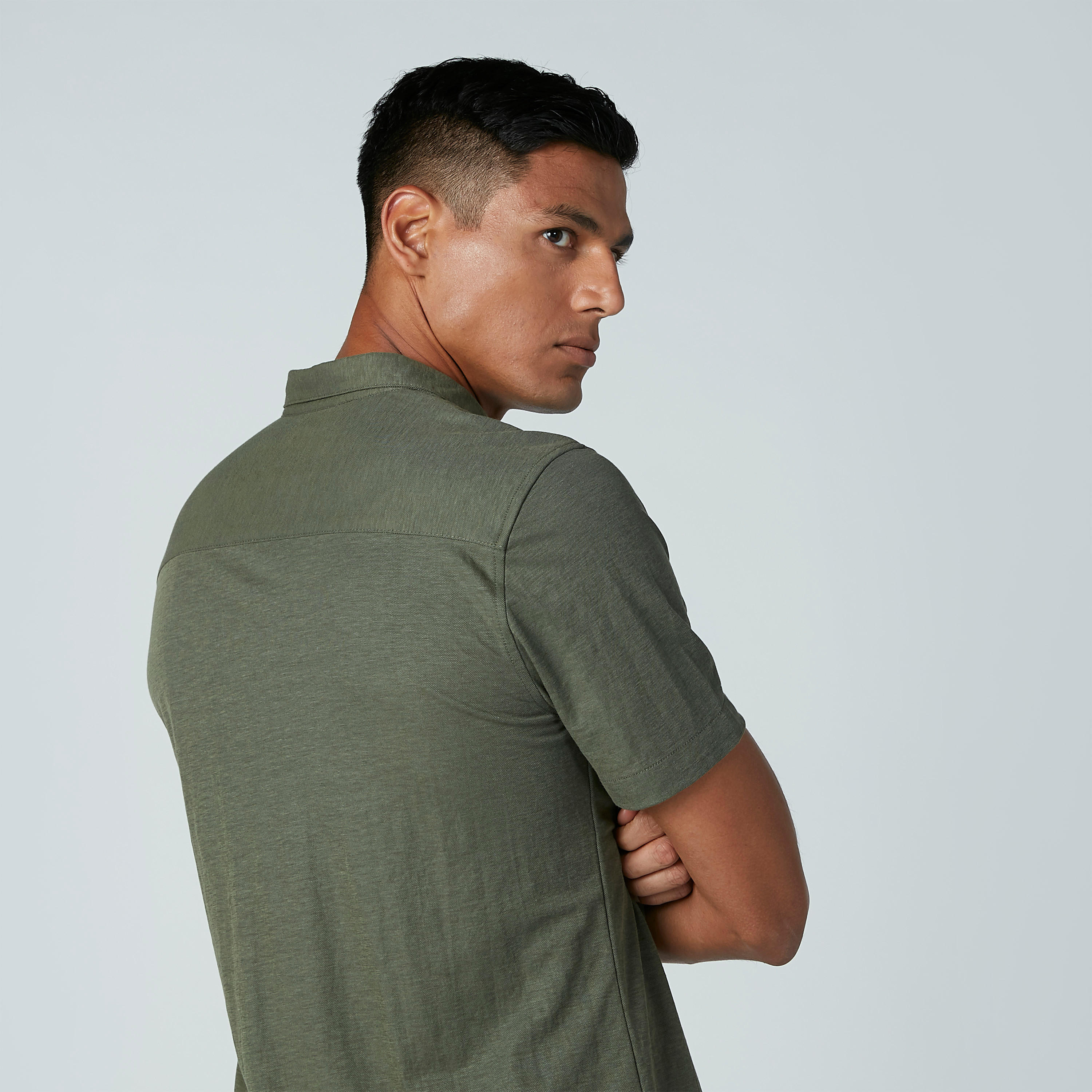 Solid Shirt with Short Sleeves and Spread Collar-men-clothing-shirts-image-5