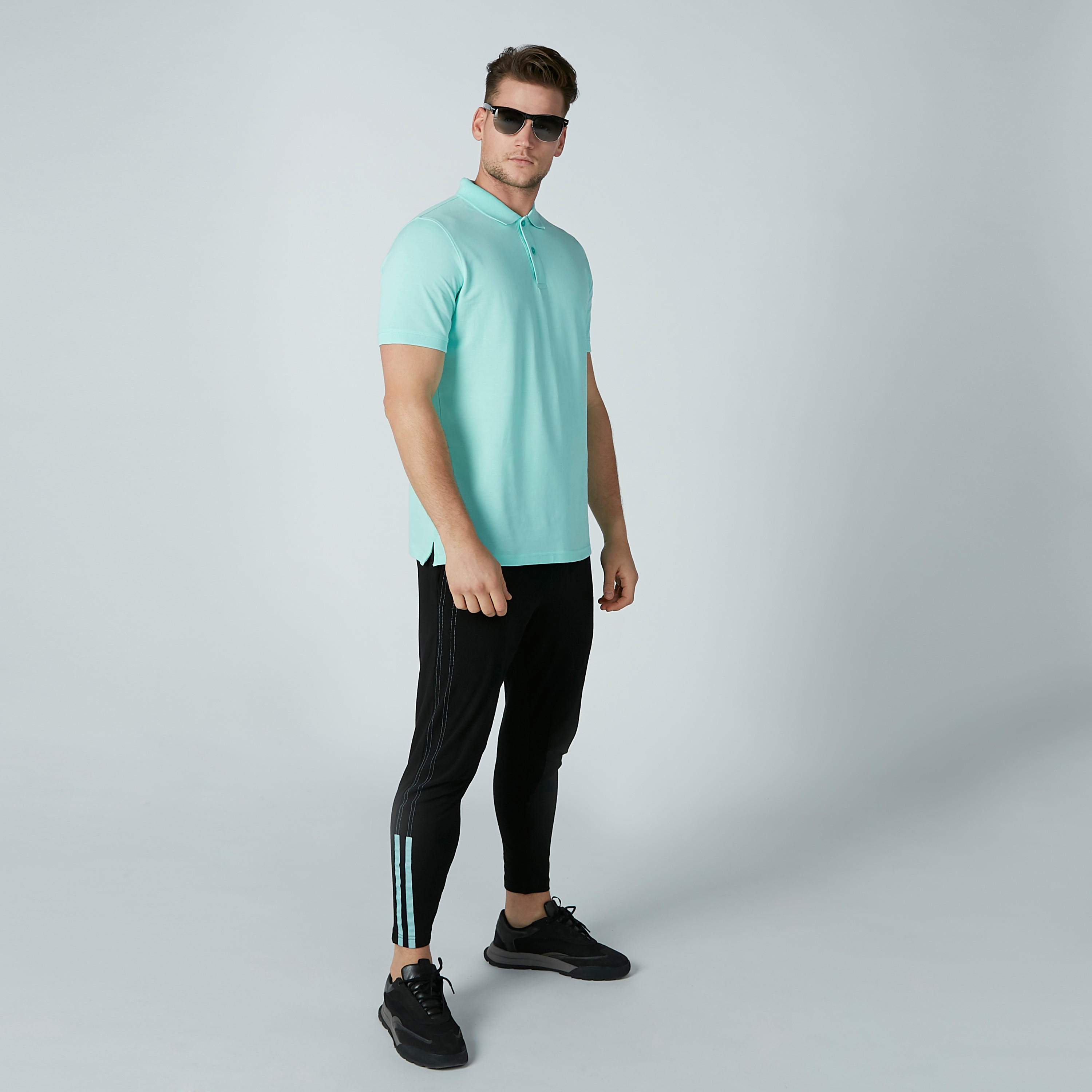 Solid T-Shirt with Polo Neck and Short Sleeves-men-clothing-tshirtsandpolos-polos-image-3