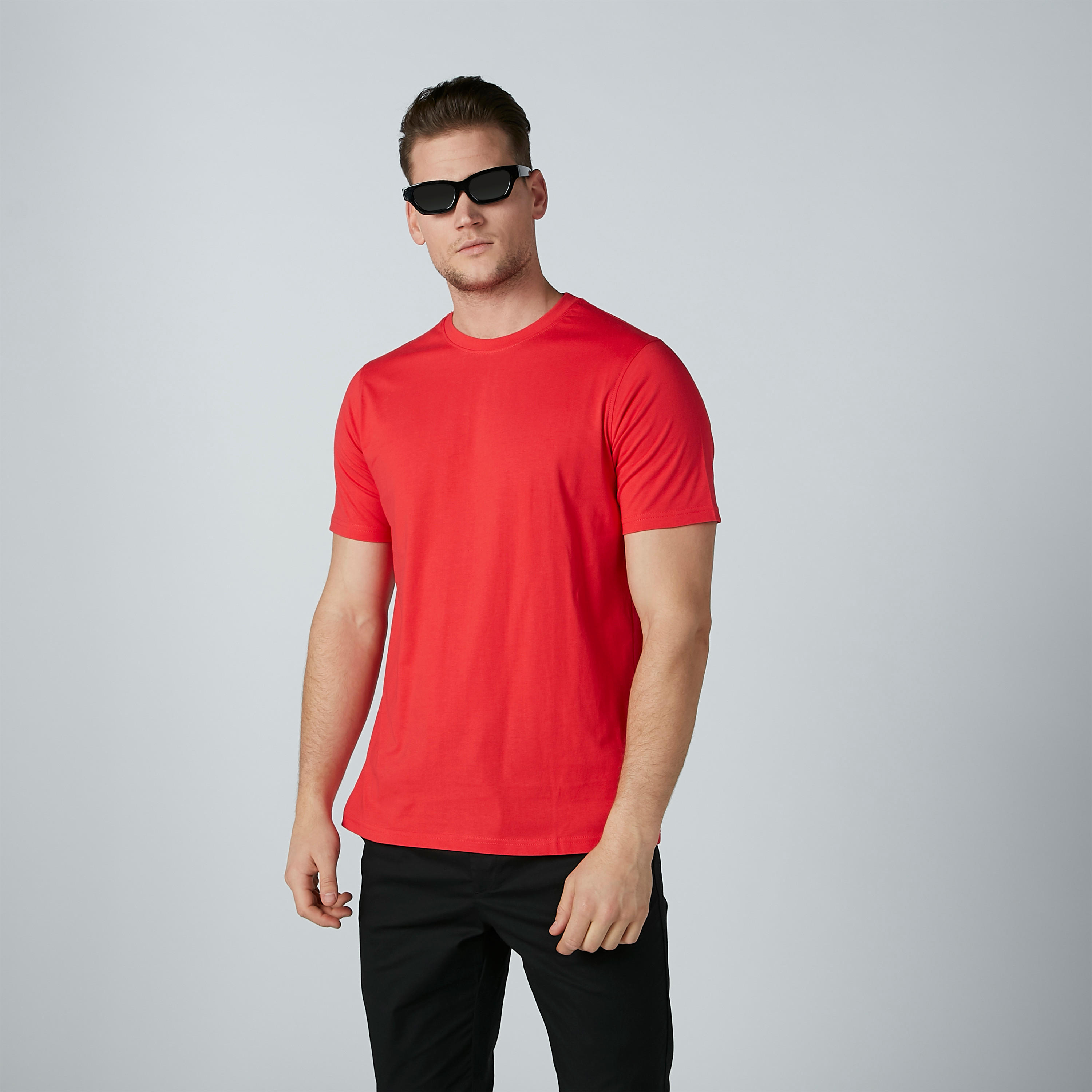 تيشيرت سادة بياقة مستديرة وأكمام قصيرة-men-clothing-tshirtsandpolos-tshirts-image-4
