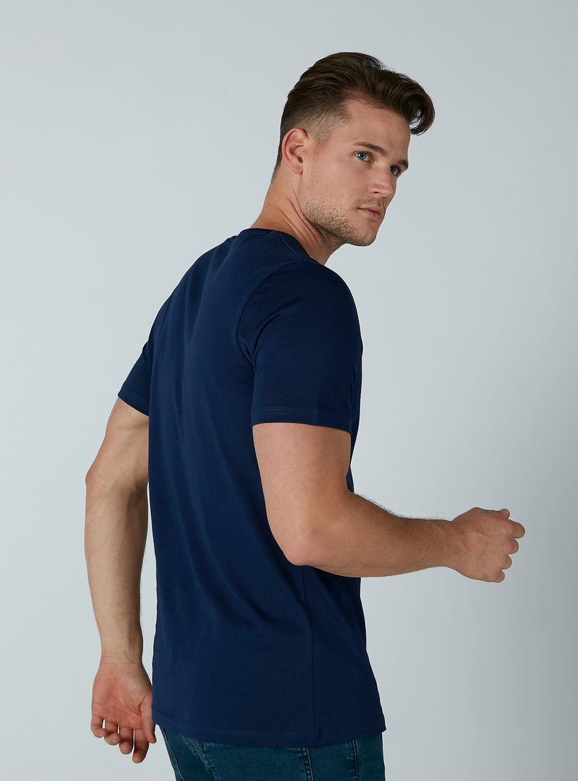 Solid T-shirt with V-neck and Short Sleeves-men-clothing-tshirtsandpolos-tshirts-image-4