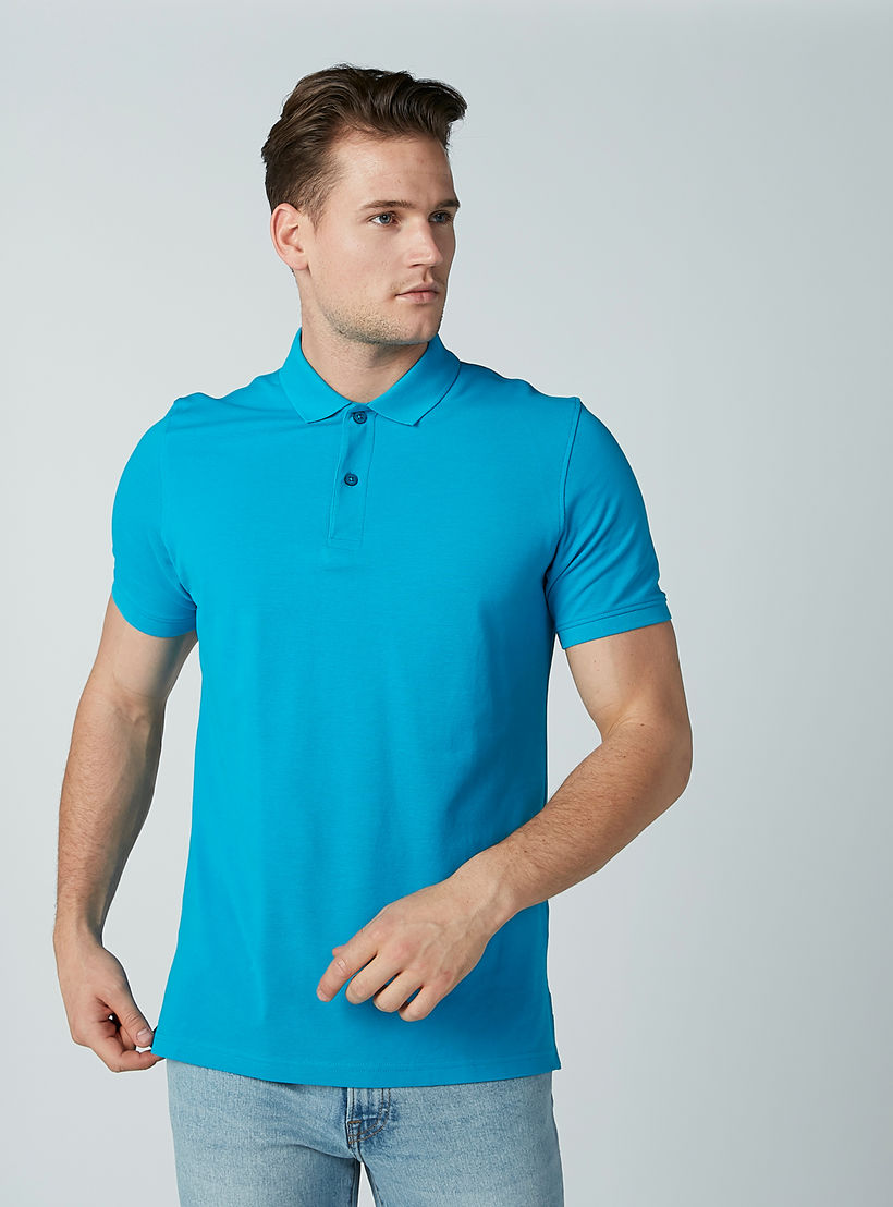 Solid T-shirt with Short Sleeves and Polo Neck-men-clothing-tshirtsandpolos-polos-image-1