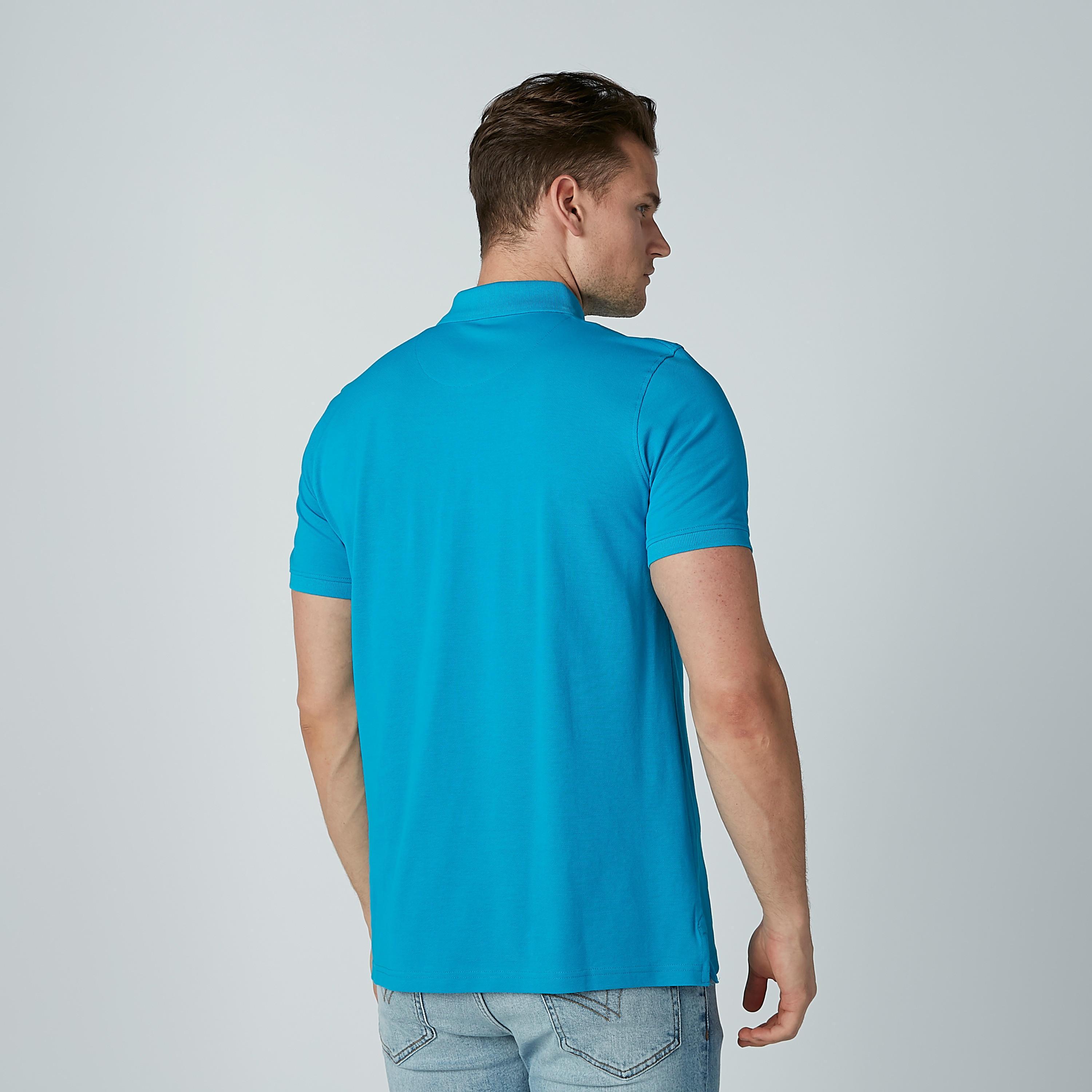 Solid T-shirt with Short Sleeves and Polo Neck-men-clothing-tshirtsandpolos-polos-image-3