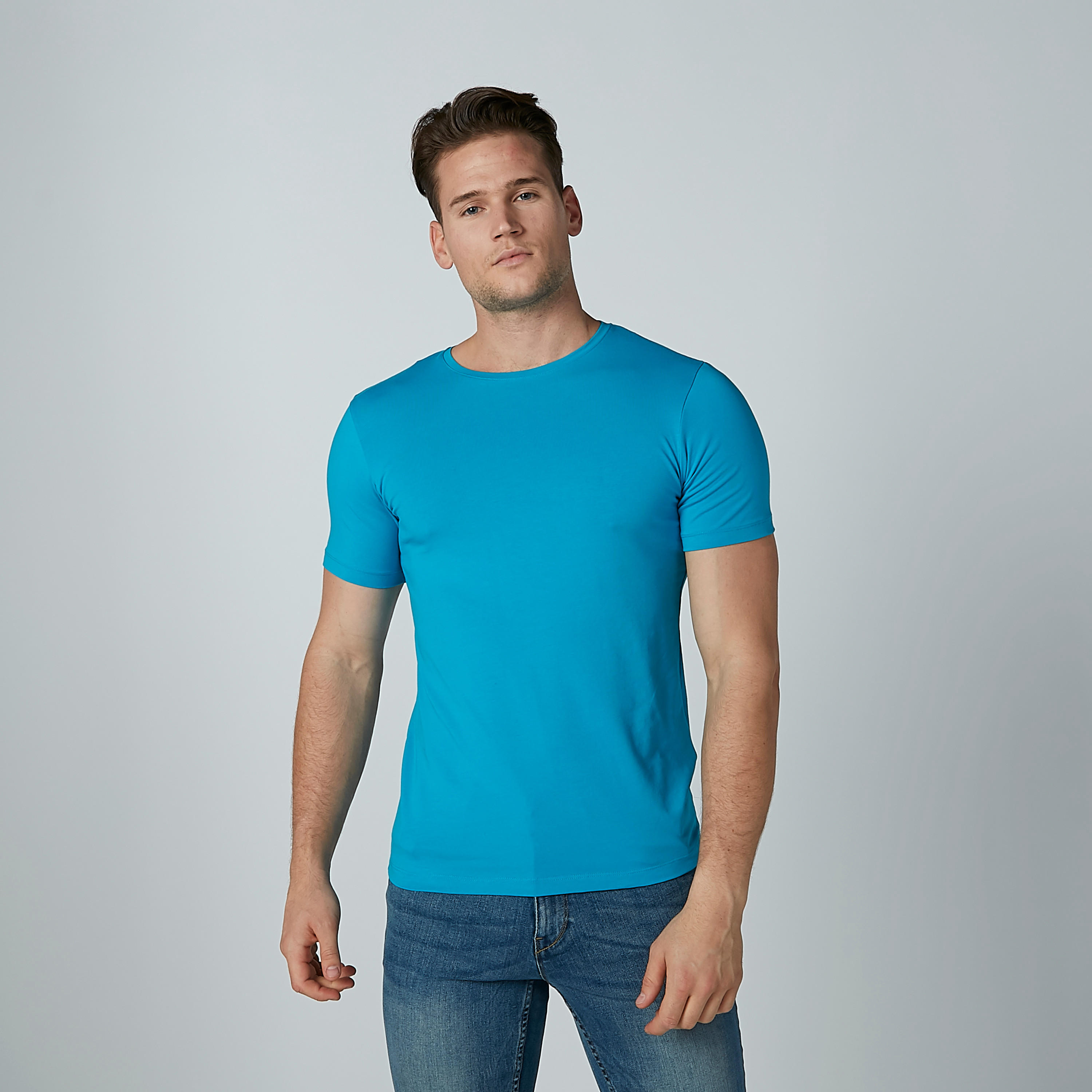 Plain T-shirt with Short Sleeves and Round Neck-men-clothing-tshirtsandpolos-tshirts-image-1
