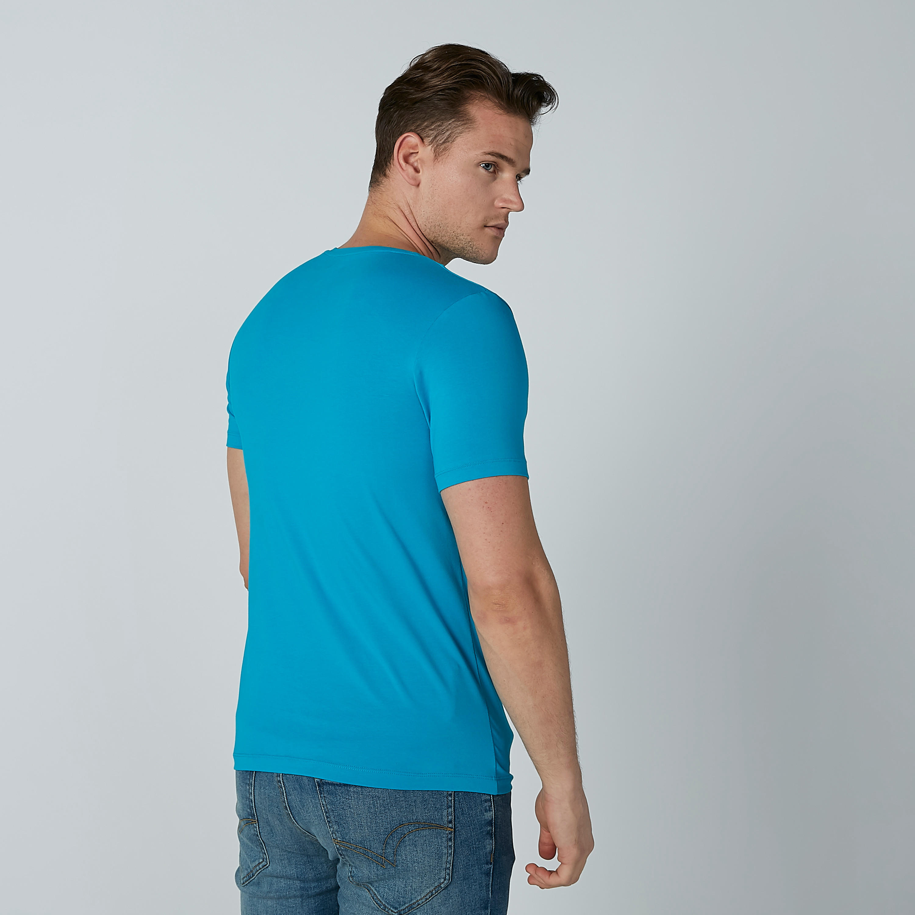 Plain T-shirt with Short Sleeves and Round Neck-men-clothing-tshirtsandpolos-tshirts-image-4
