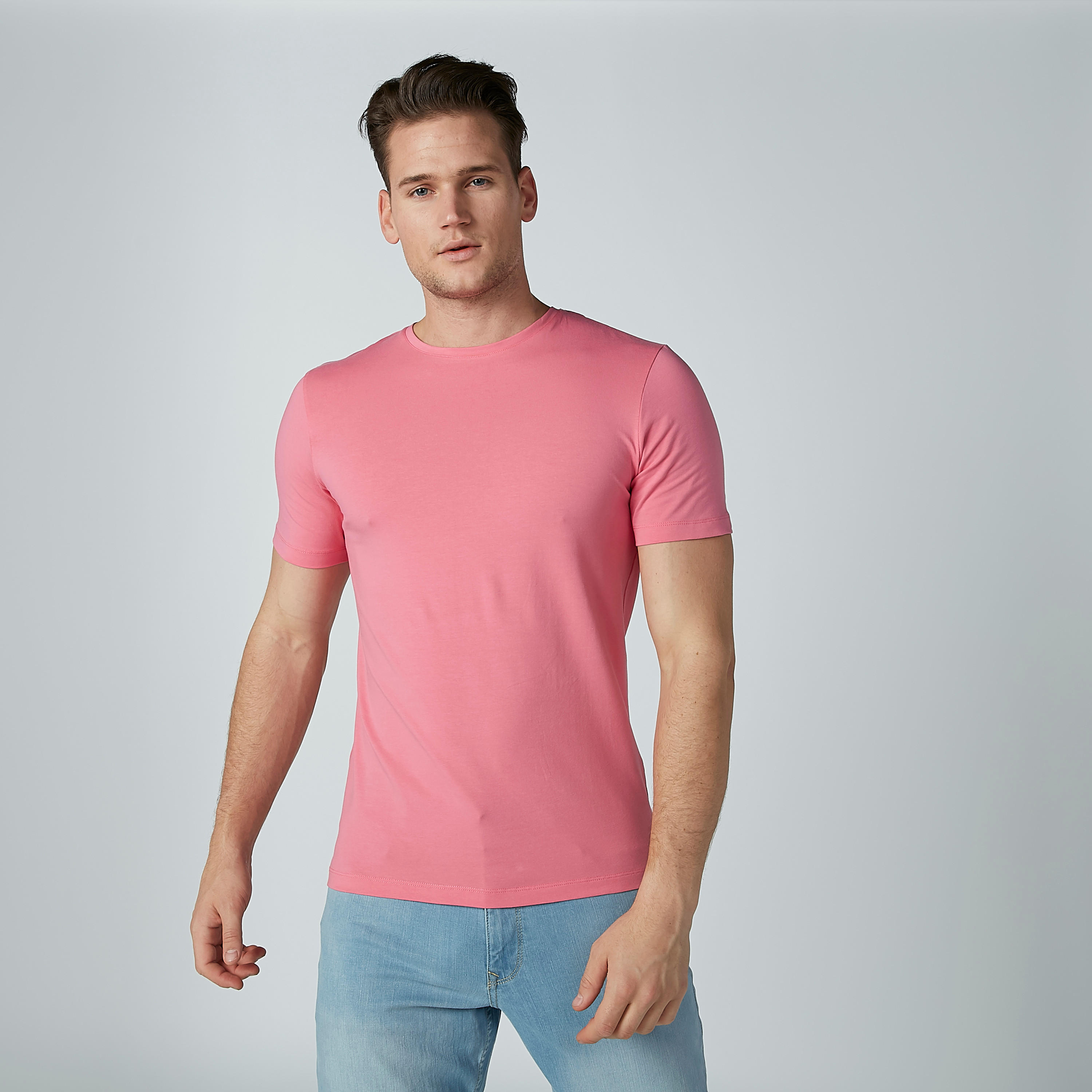 تيشرت سادة بياقة مستديرة وأكمام قصيرة-men-clothing-tshirtsandpolos-tshirts-image-3