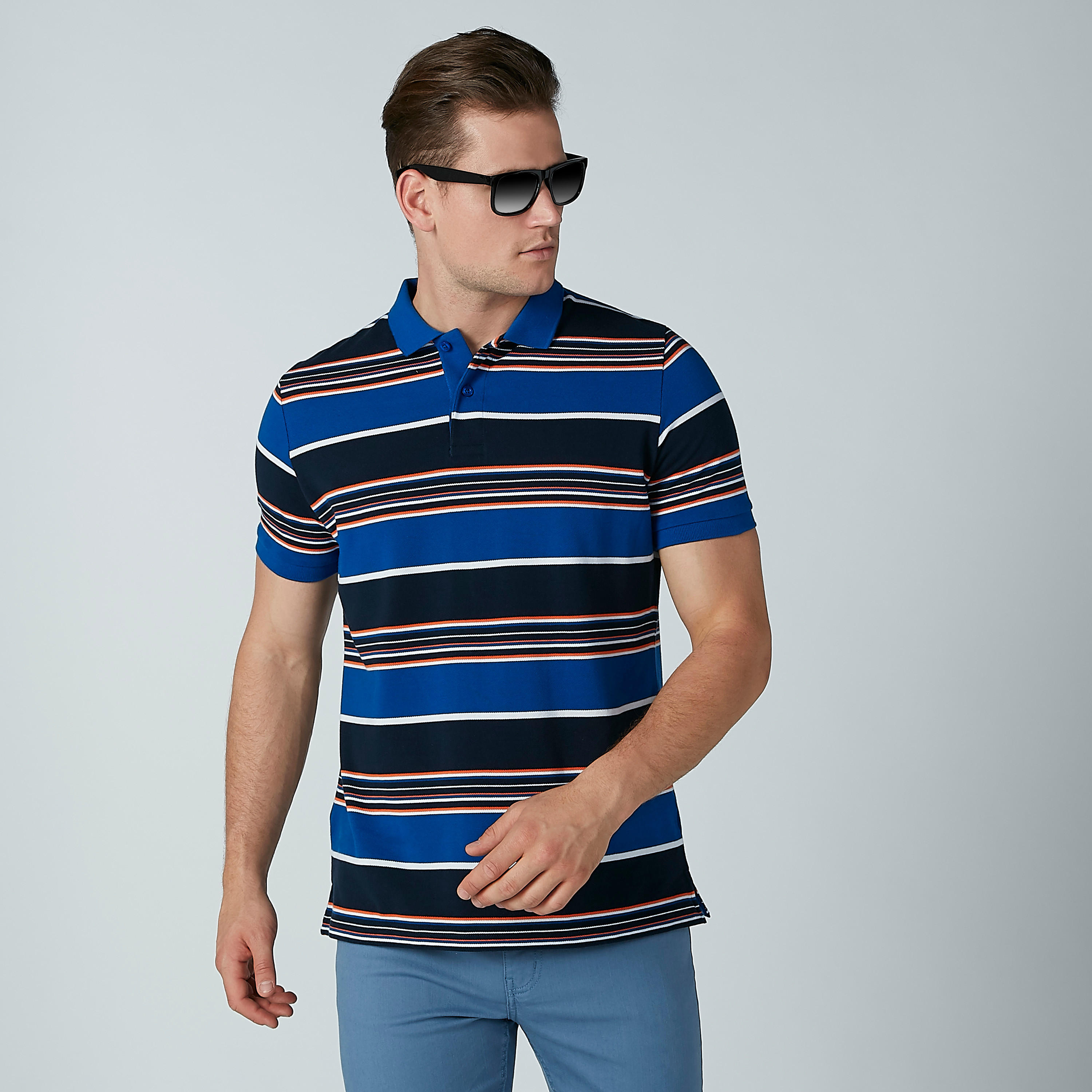 تيشيرت مقلّم بياقة بولو وأكمام قصيرة-men-clothing-tshirtsandpolos-polos-image-2