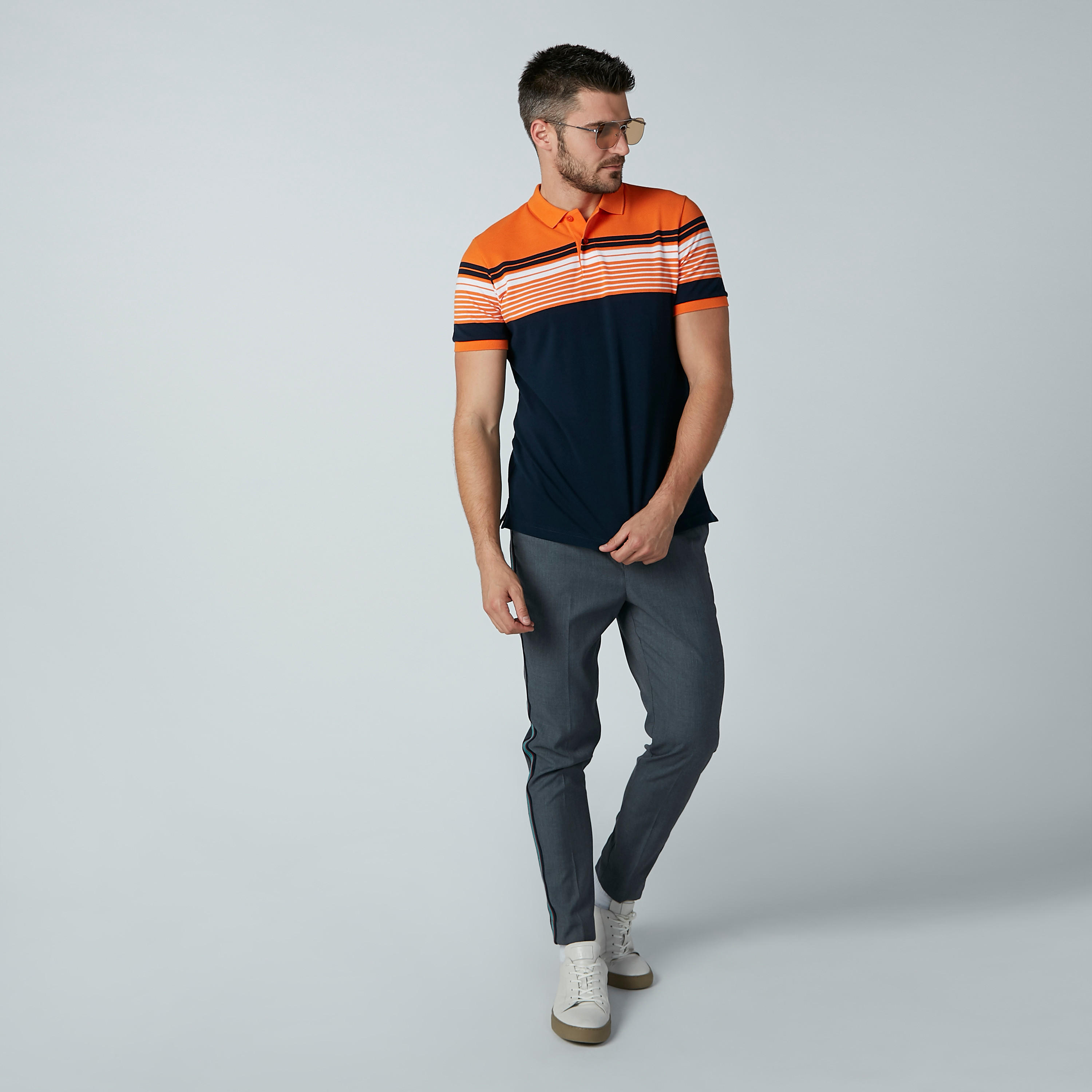 تيشيرت مقلّم بياقة بولو وأكمام قصيرة-men-clothing-tshirtsandpolos-polos-image-1