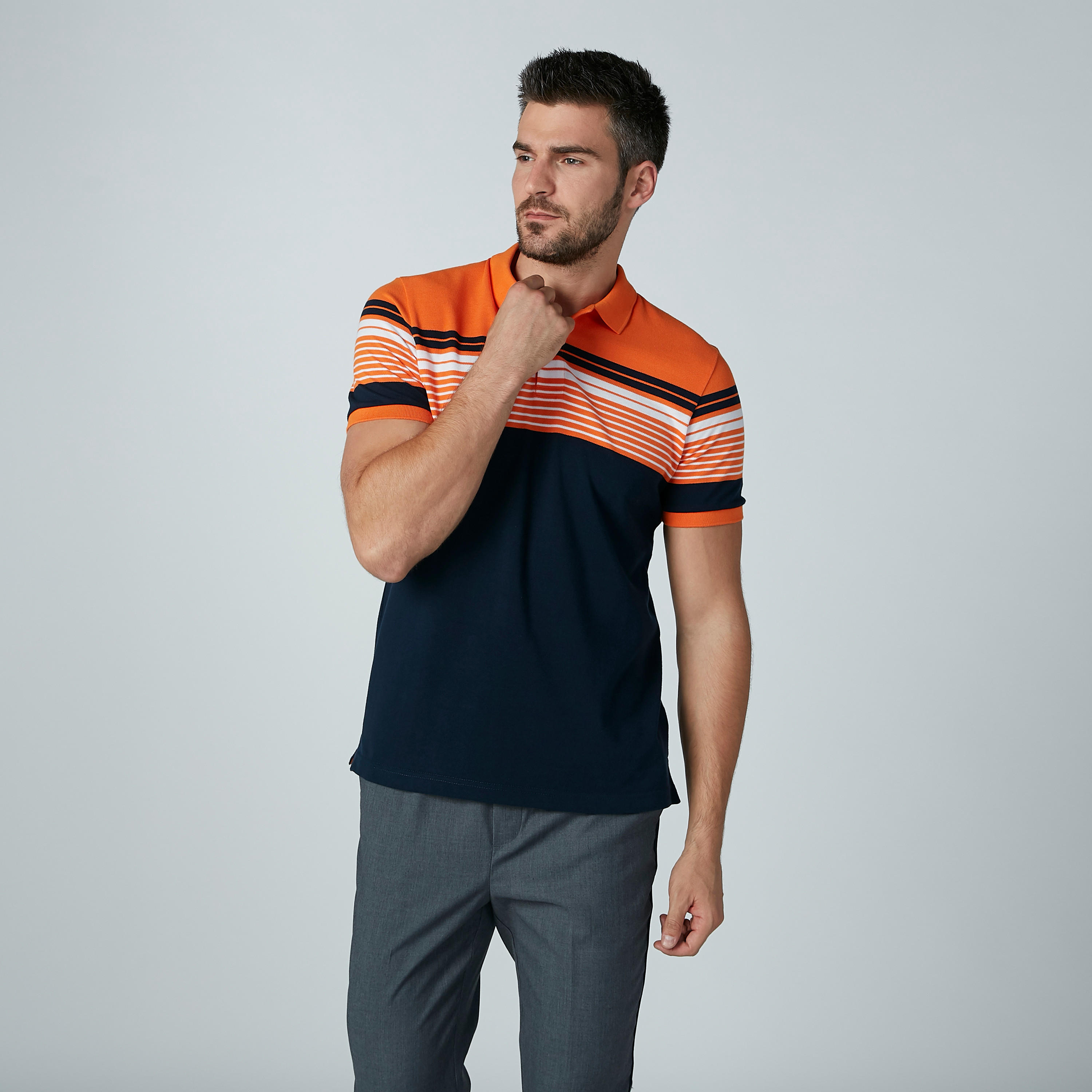تيشيرت مقلّم بياقة بولو وأكمام قصيرة-men-clothing-tshirtsandpolos-polos-image-2