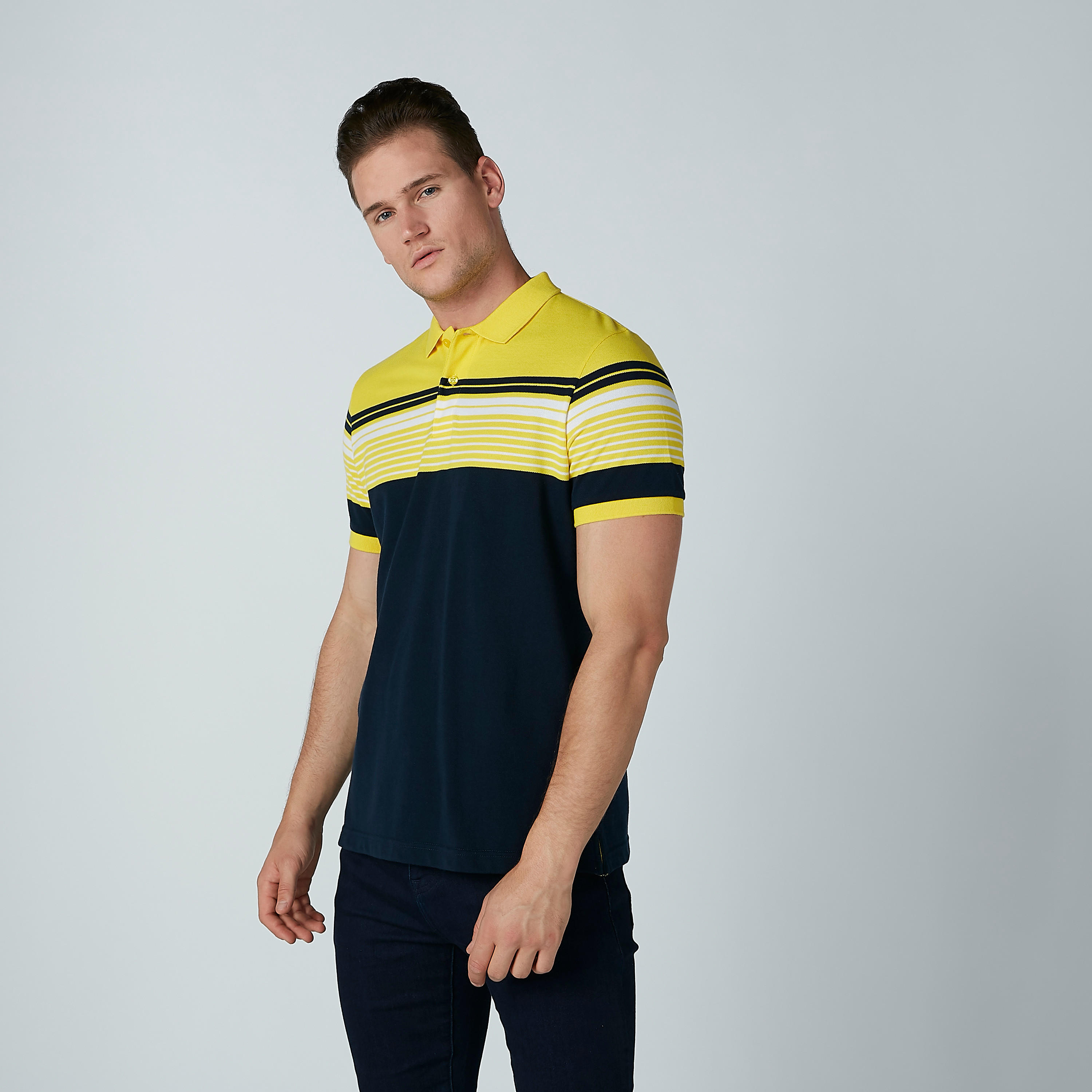 Striped Polo Neck T-shirt-men-clothing-tshirtsandpolos-polos-image-1