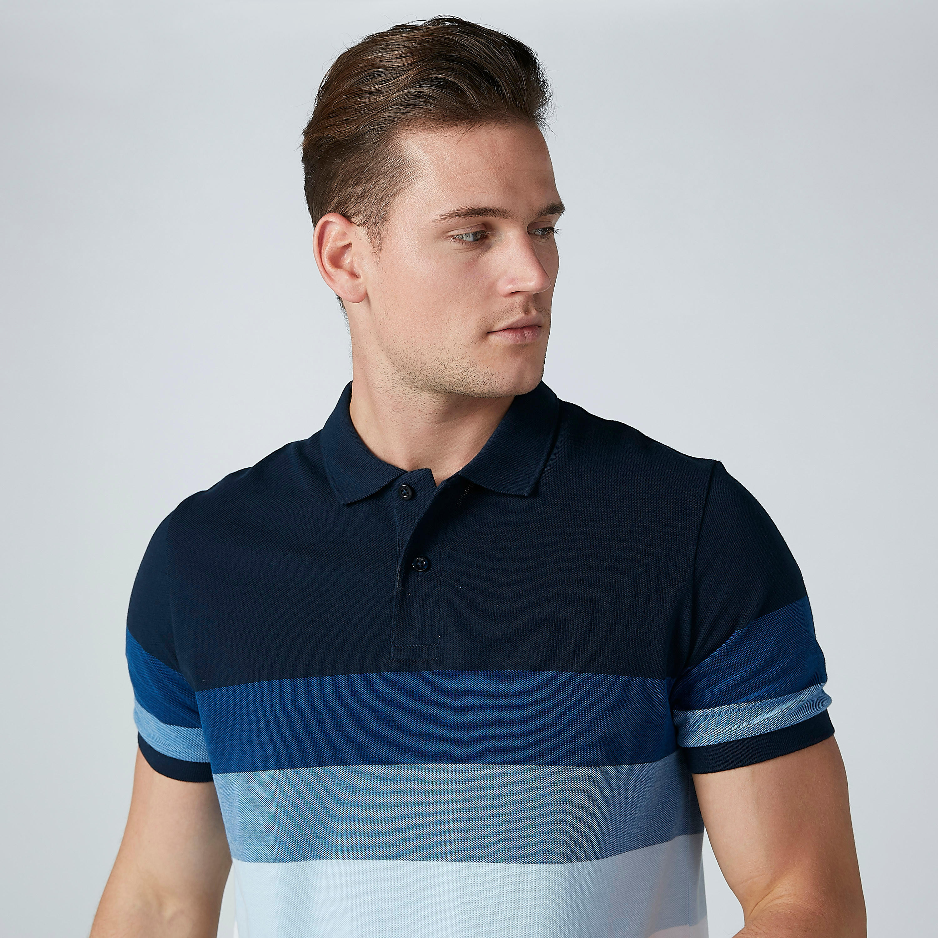 Sustainable Striped T-shirt with Polo Neck-men-clothing-tshirtsandpolos-polos-image-1