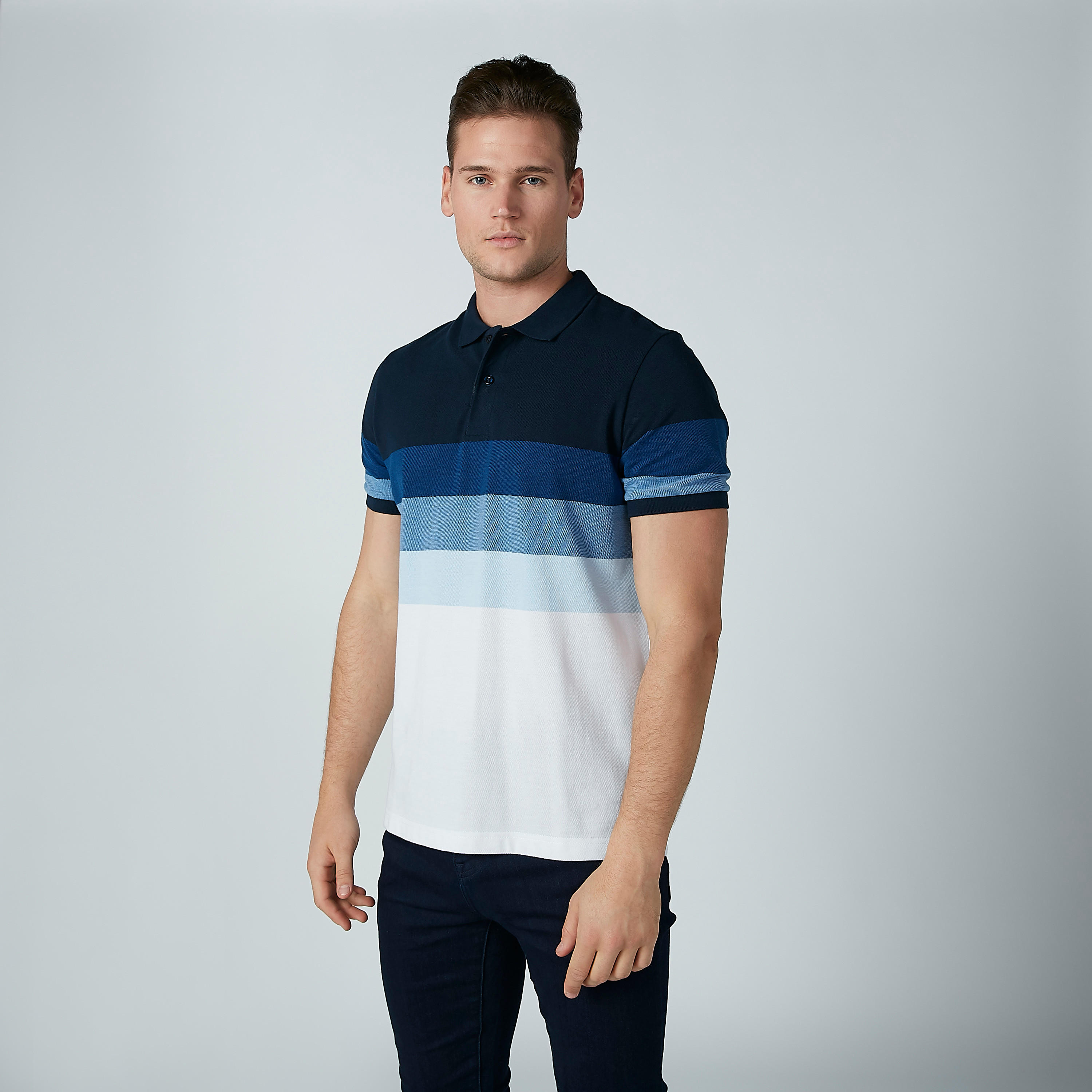Sustainable Striped T-shirt with Polo Neck-men-clothing-tshirtsandpolos-polos-image-2