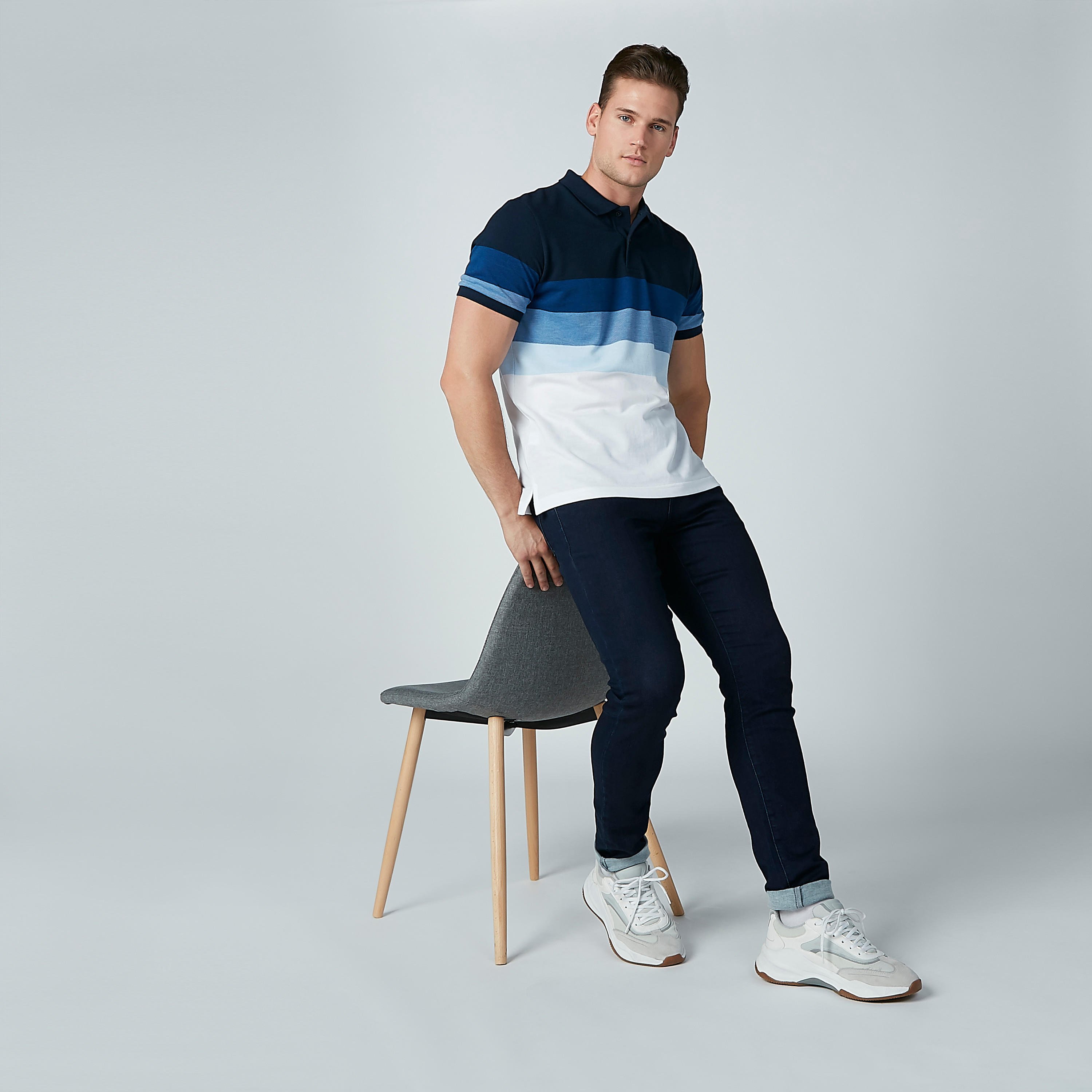 Sustainable Striped T-shirt with Polo Neck-men-clothing-tshirtsandpolos-polos-image-3