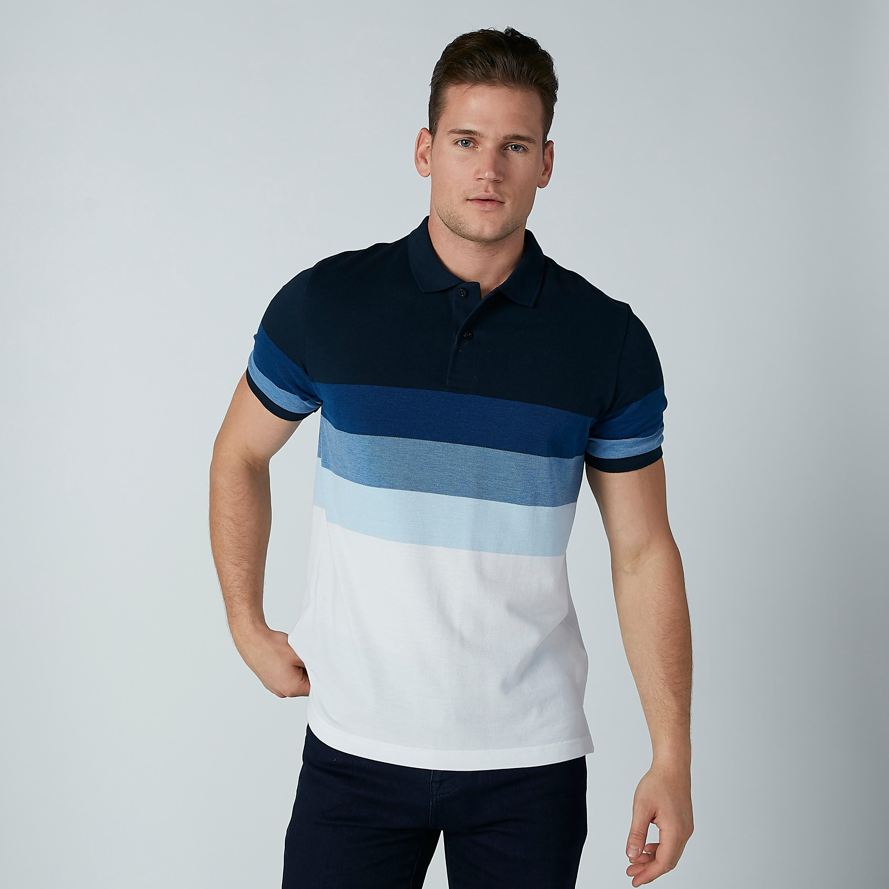 Sustainable Striped T-shirt with Polo Neck-men-clothing-tshirtsandpolos-polos-image-4
