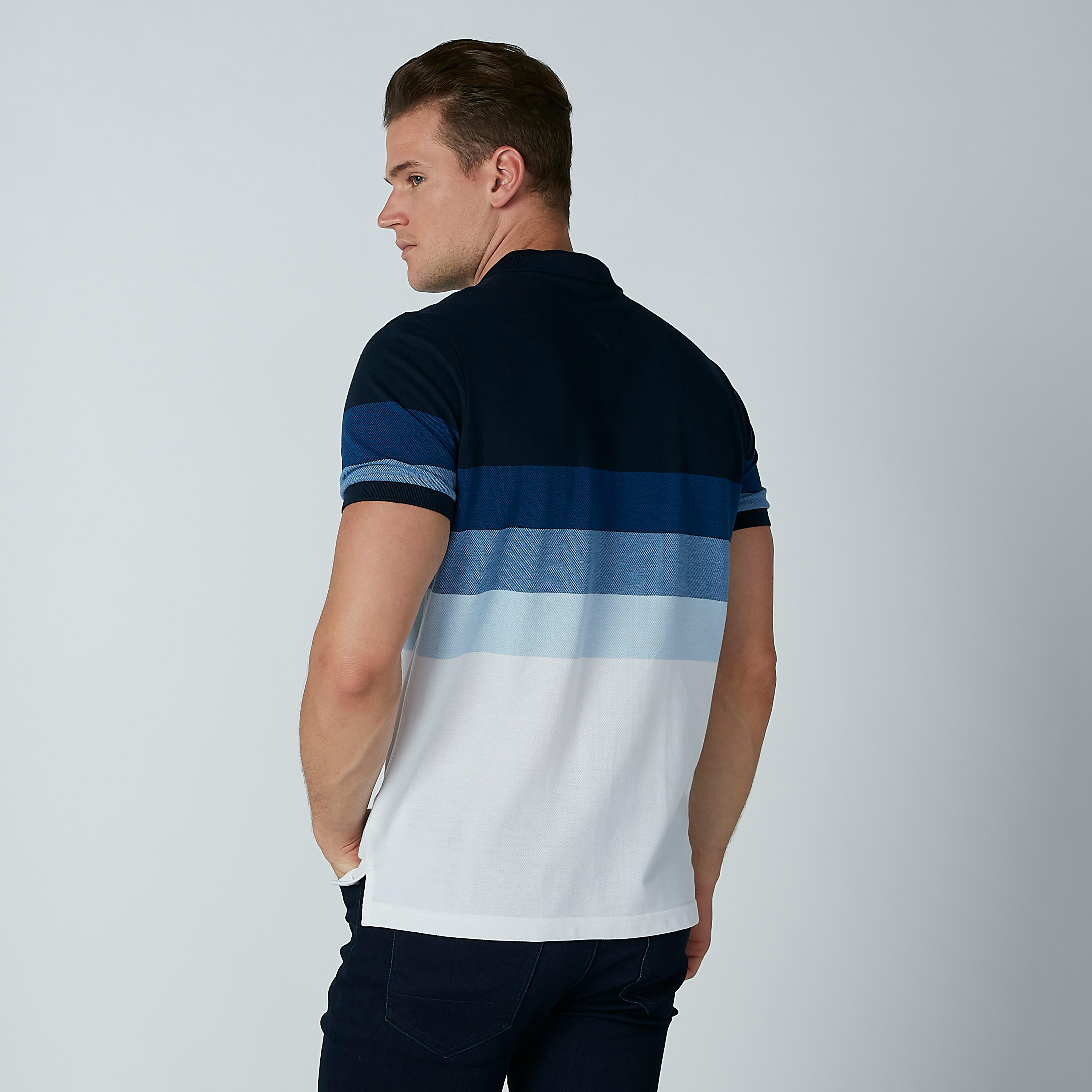Sustainable Striped T-shirt with Polo Neck-men-clothing-tshirtsandpolos-polos-image-5