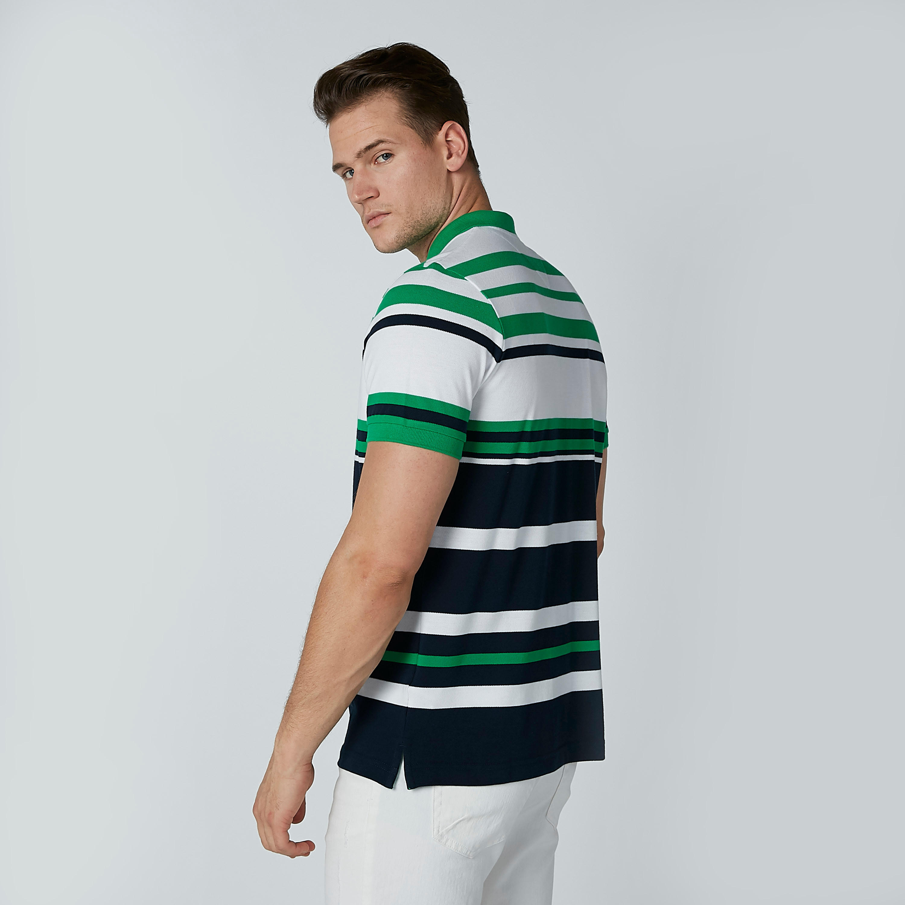 Striped T-shirt with Polo Neck and Short Sleeves-men-clothing-tshirtsandpolos-polos-image-2
