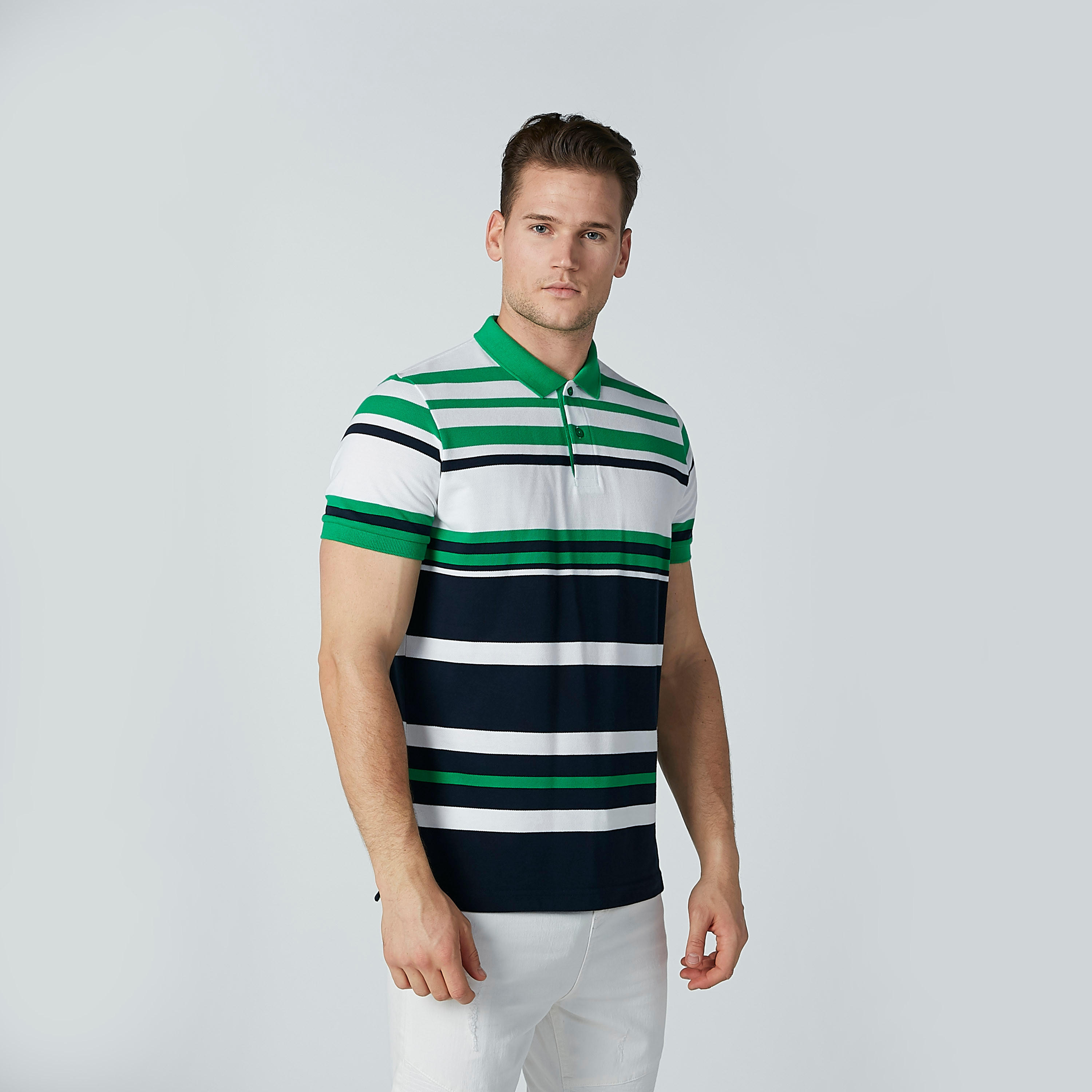 Striped T-shirt with Polo Neck and Short Sleeves-men-clothing-tshirtsandpolos-polos-image-4